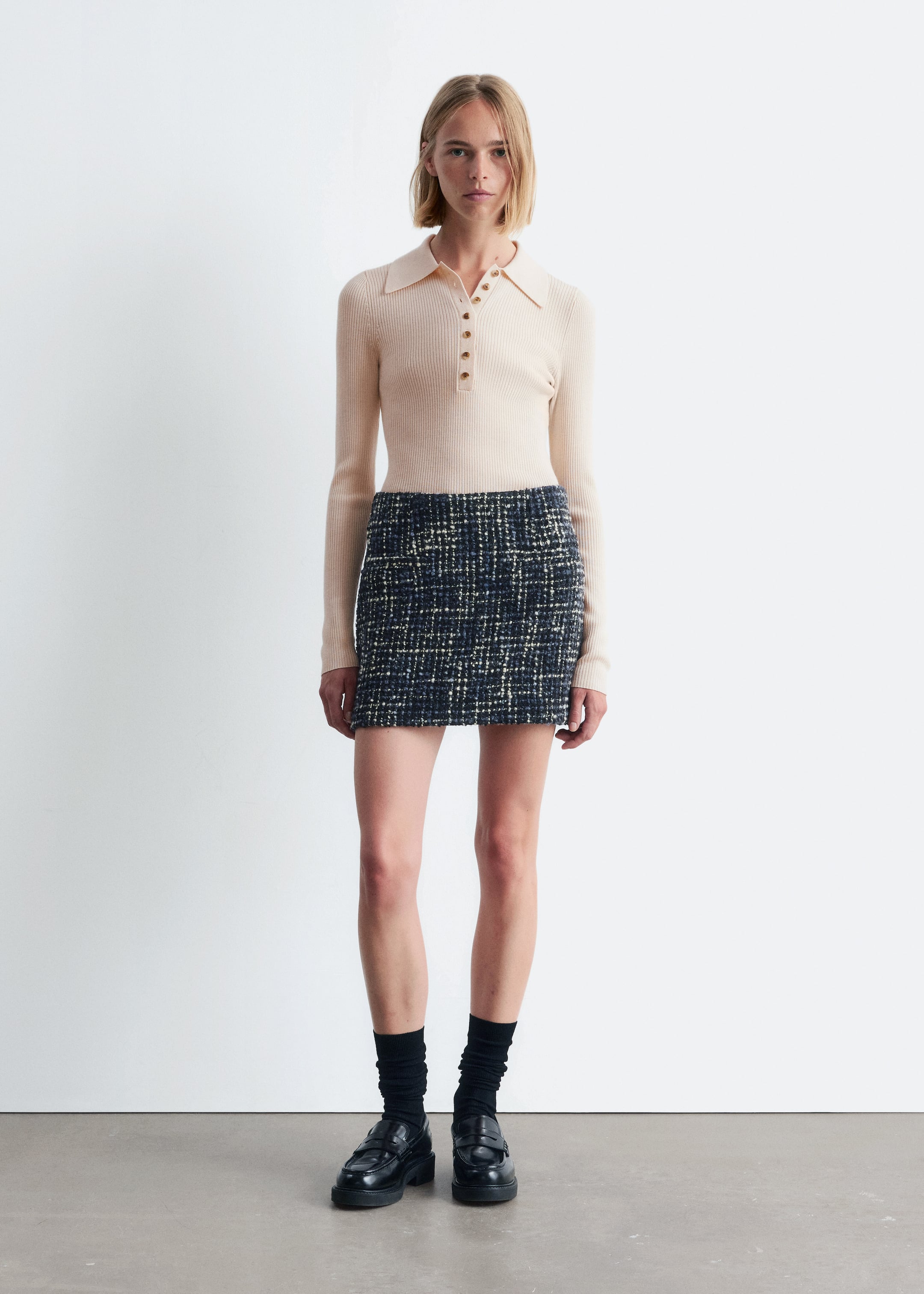 Grösseres Bild ansehen: Strukturierter Minirock aus Wollmix - Schwarz/Blau - DAMEN | H&M CH 4
