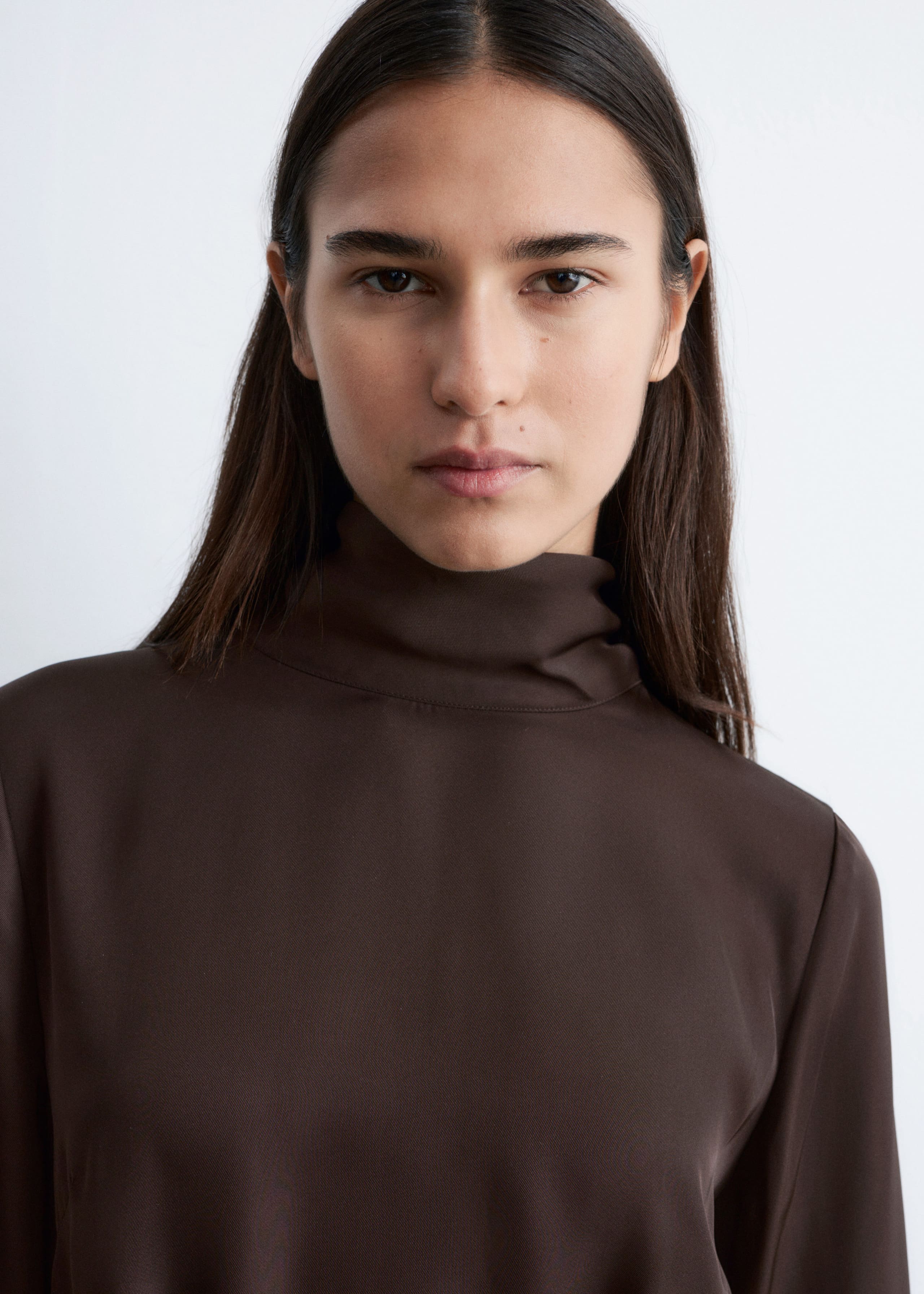 Scarf-Neck Midi Dress - Green/Micro dots - Lookbook