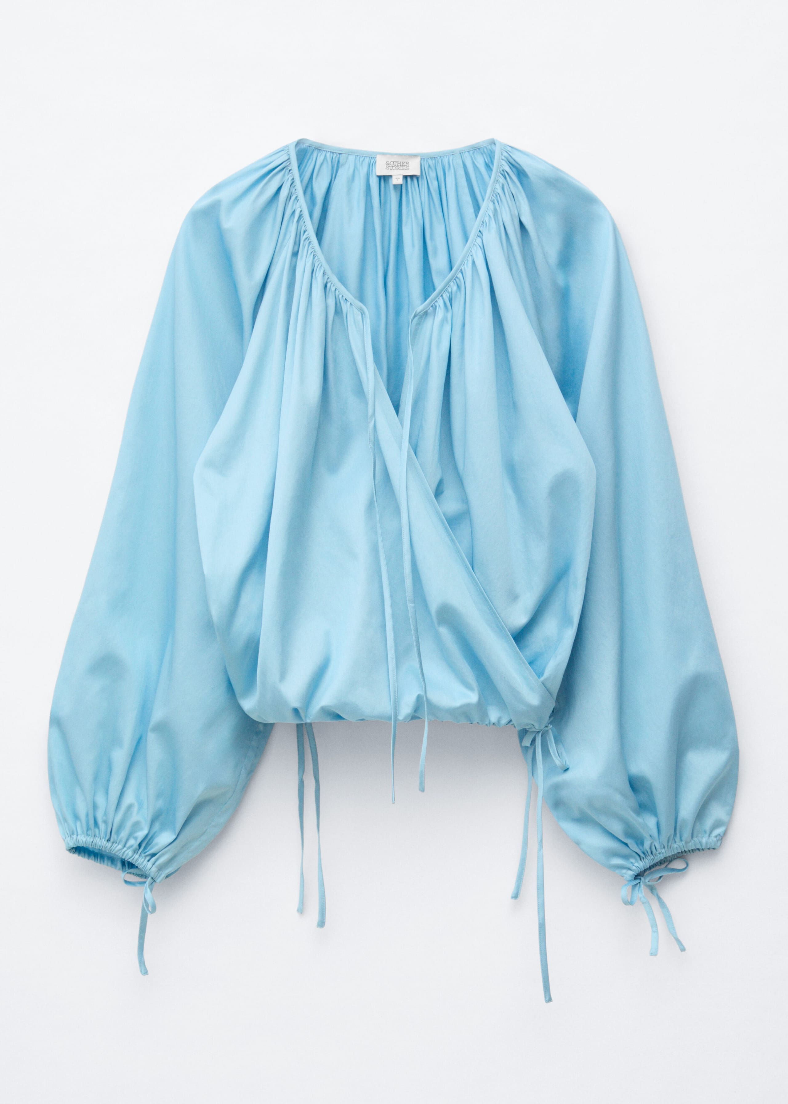 Wickelbluse aus Baumwolle - Hellblau - Stillleben