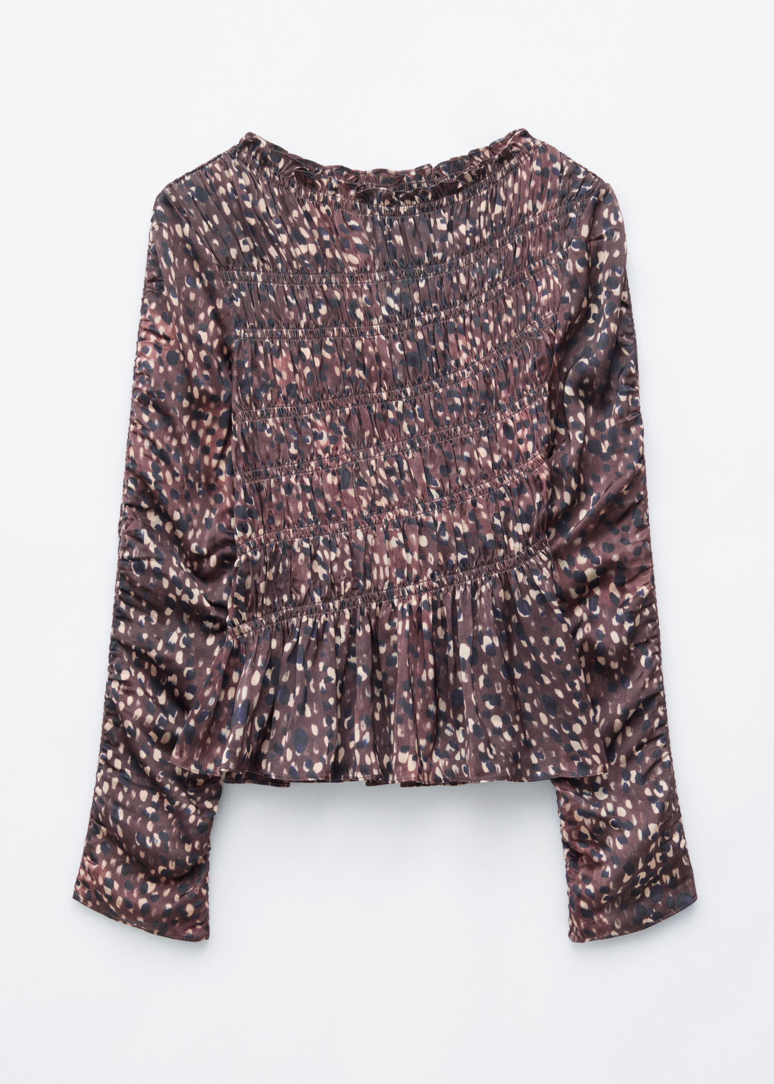 Smocked Blouse - Brown/Printed - Still Life