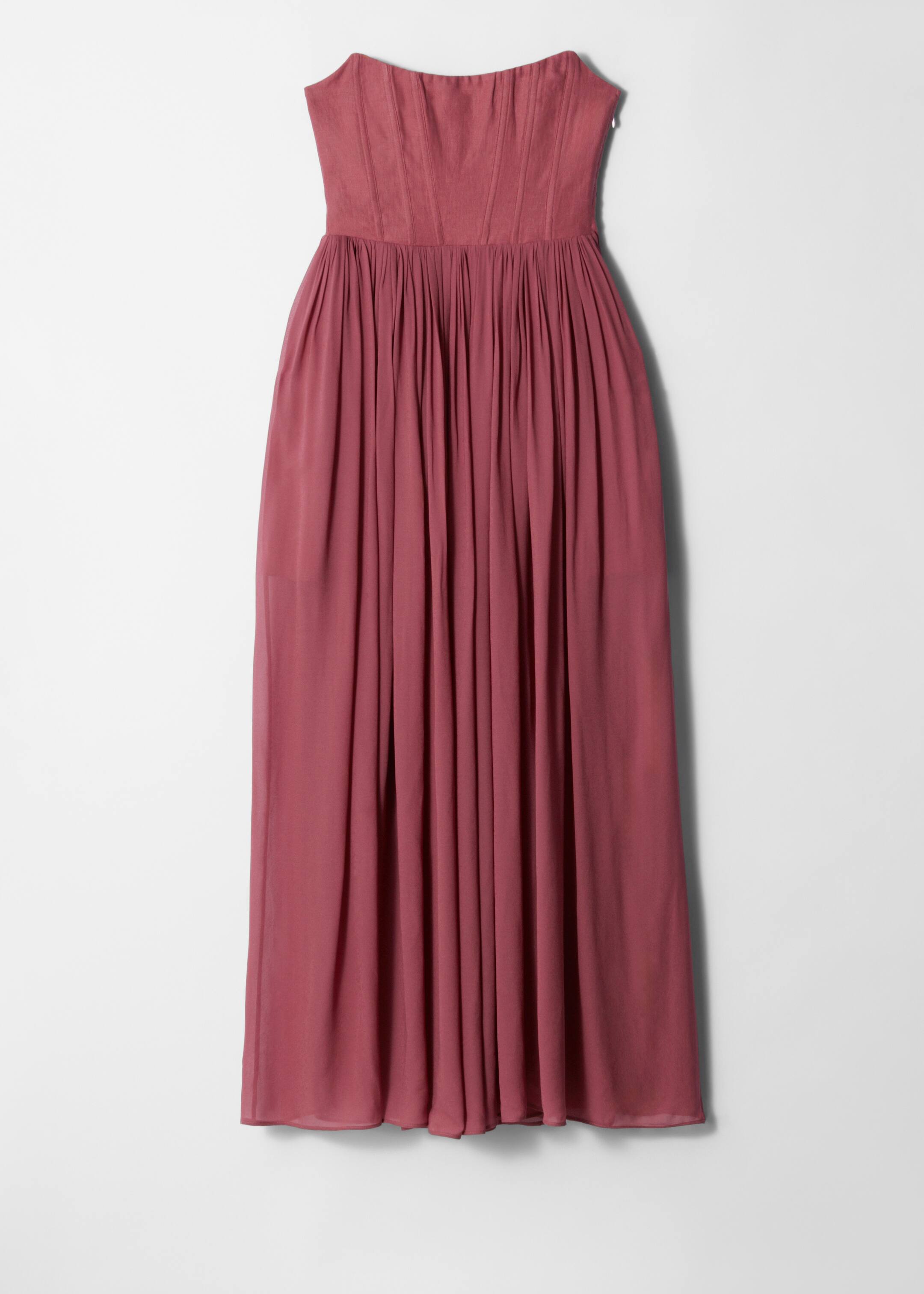 Ver imagen más grande: Maxivestido con corsé en gasa transparente - Rojo oscuro - MUJER | H&M ES 5