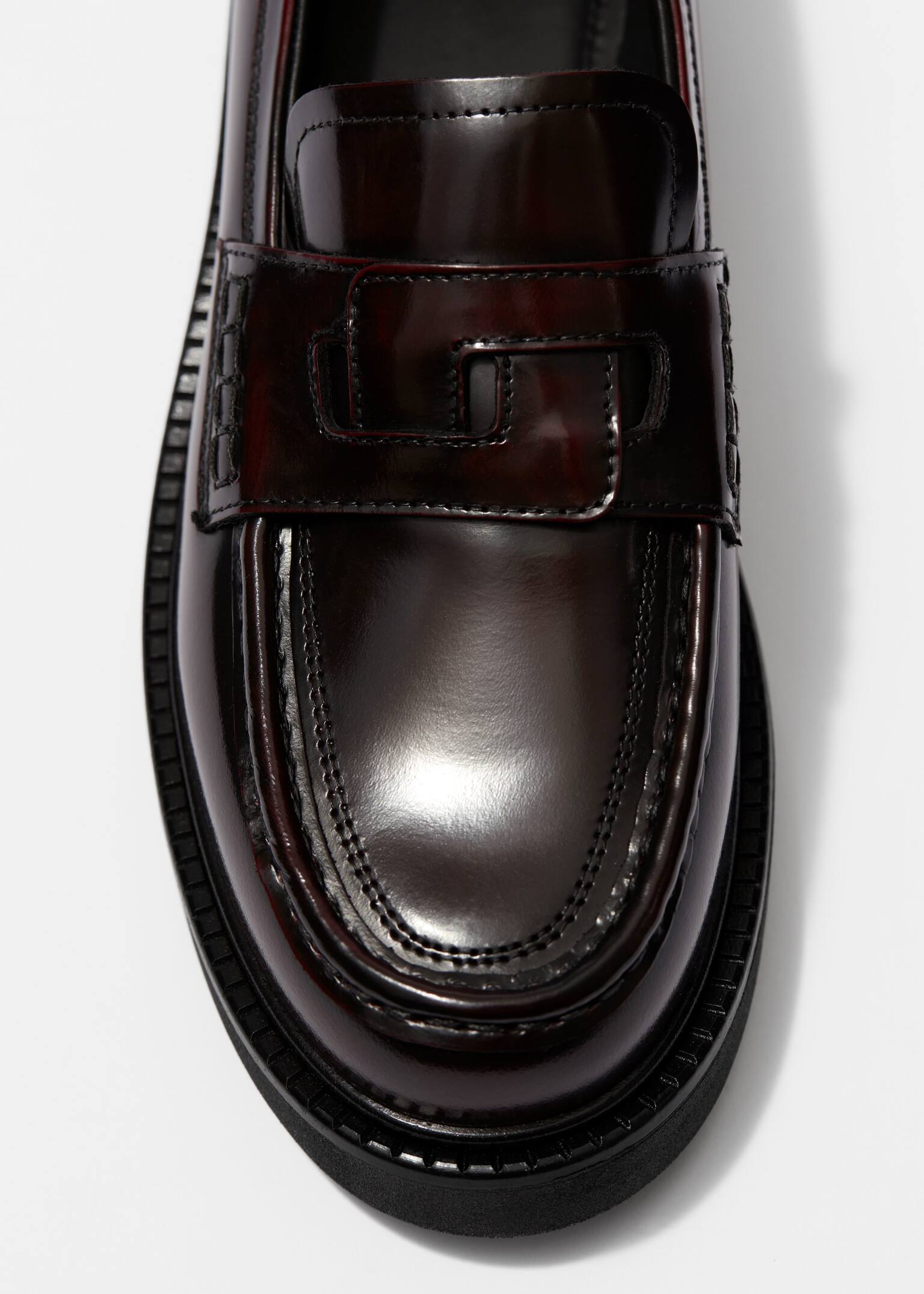 Chunky Leather Loafers - Red/Black - 4