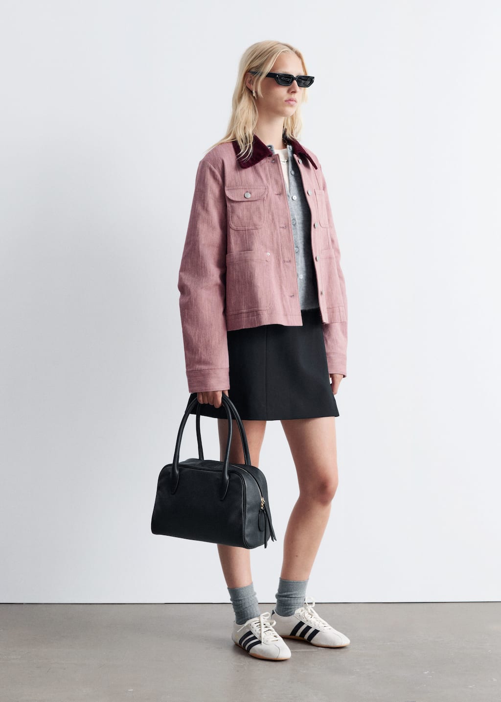 Image of Contrast-Collar A-line Jacket