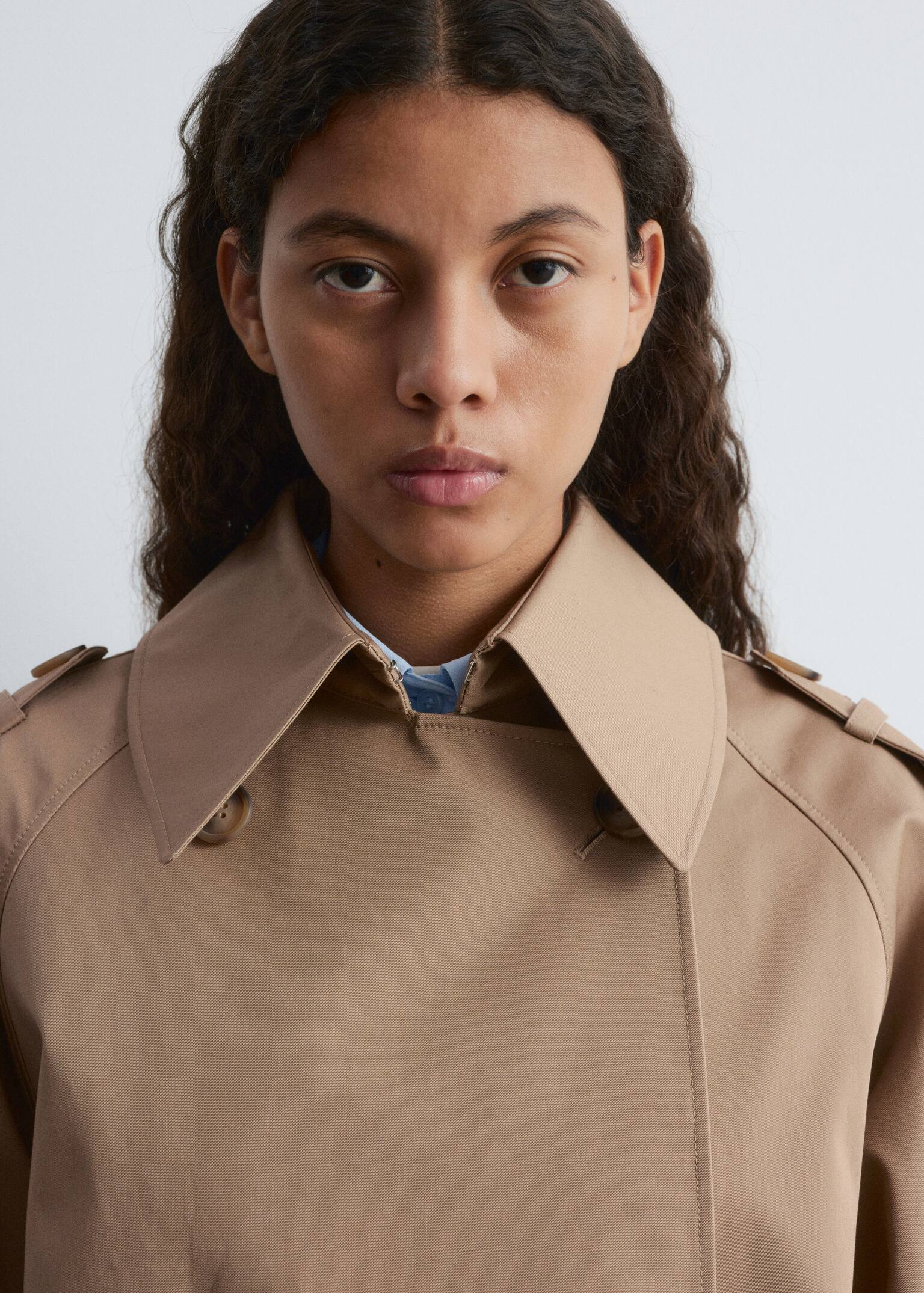 Double-Breasted Trench Jacket - Beige/Khaki Green - 10