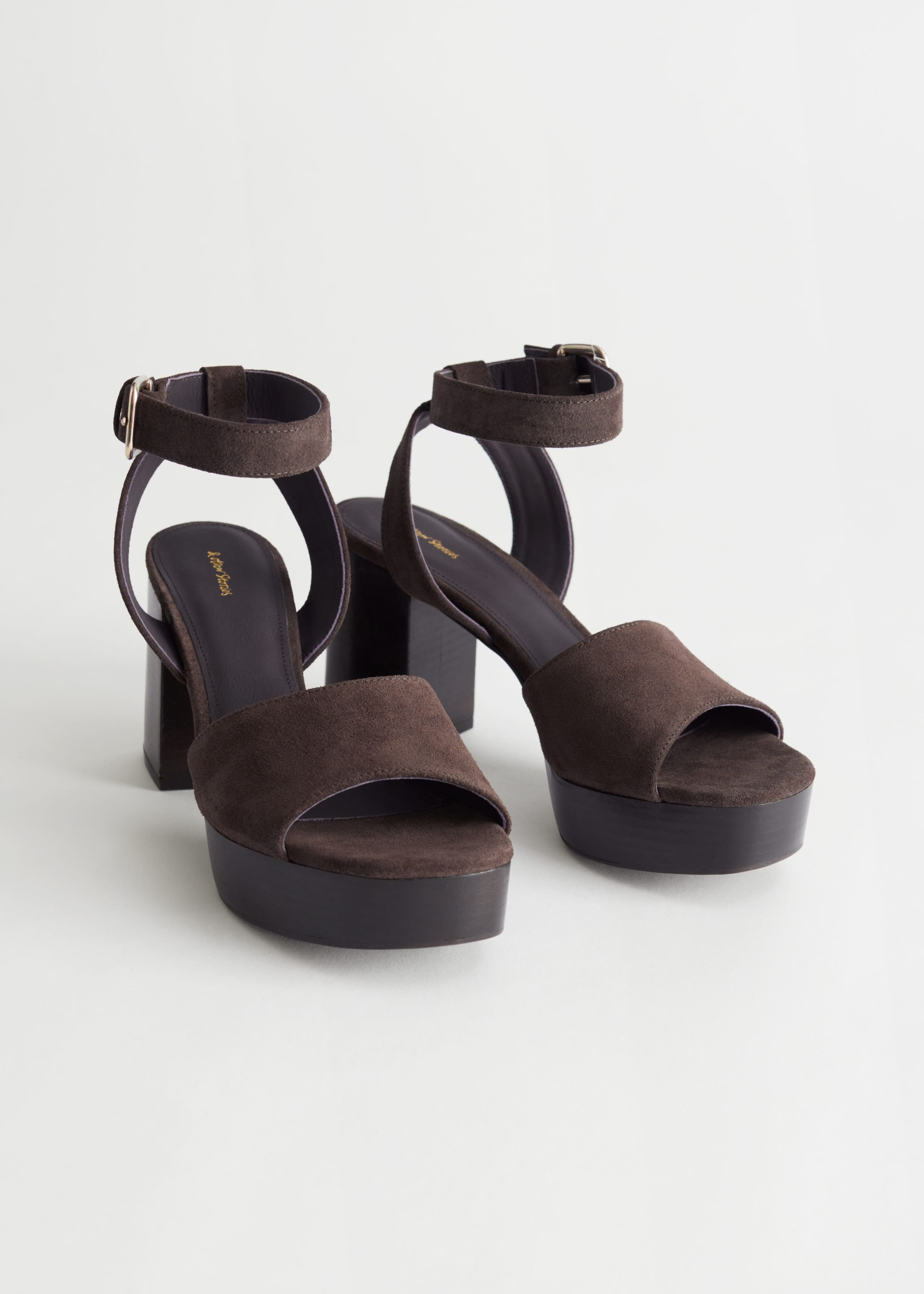 Image of Heeled Peep Toe Suede Sandals