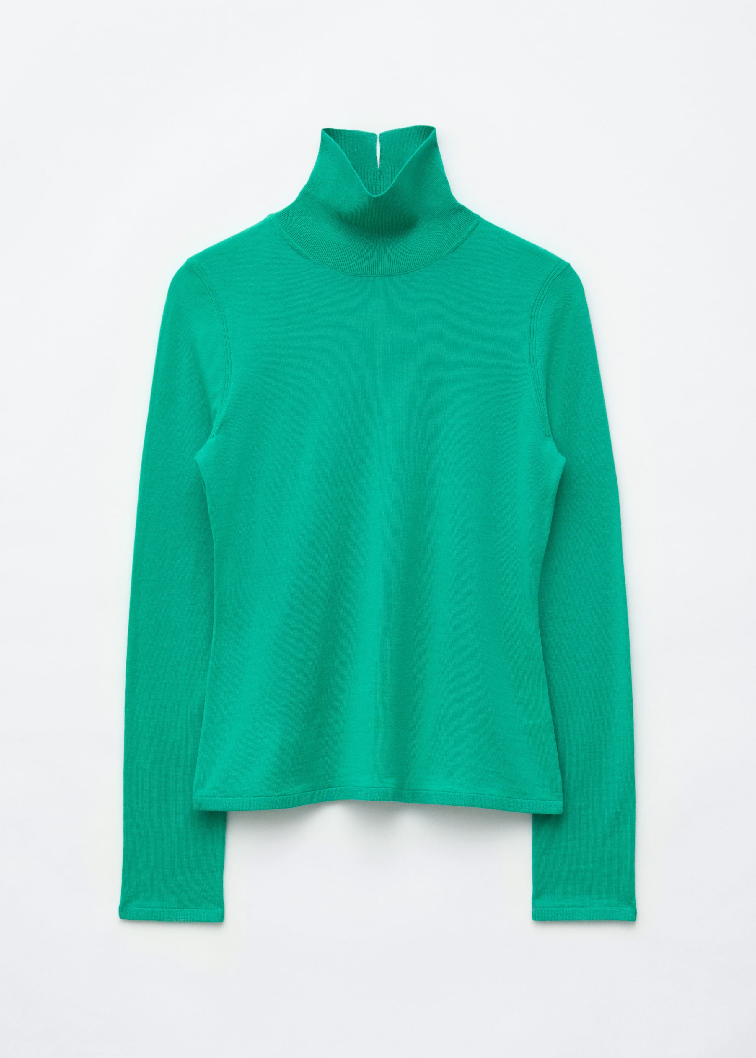 Merino Wool Polo Neck Top - Green - Still Life