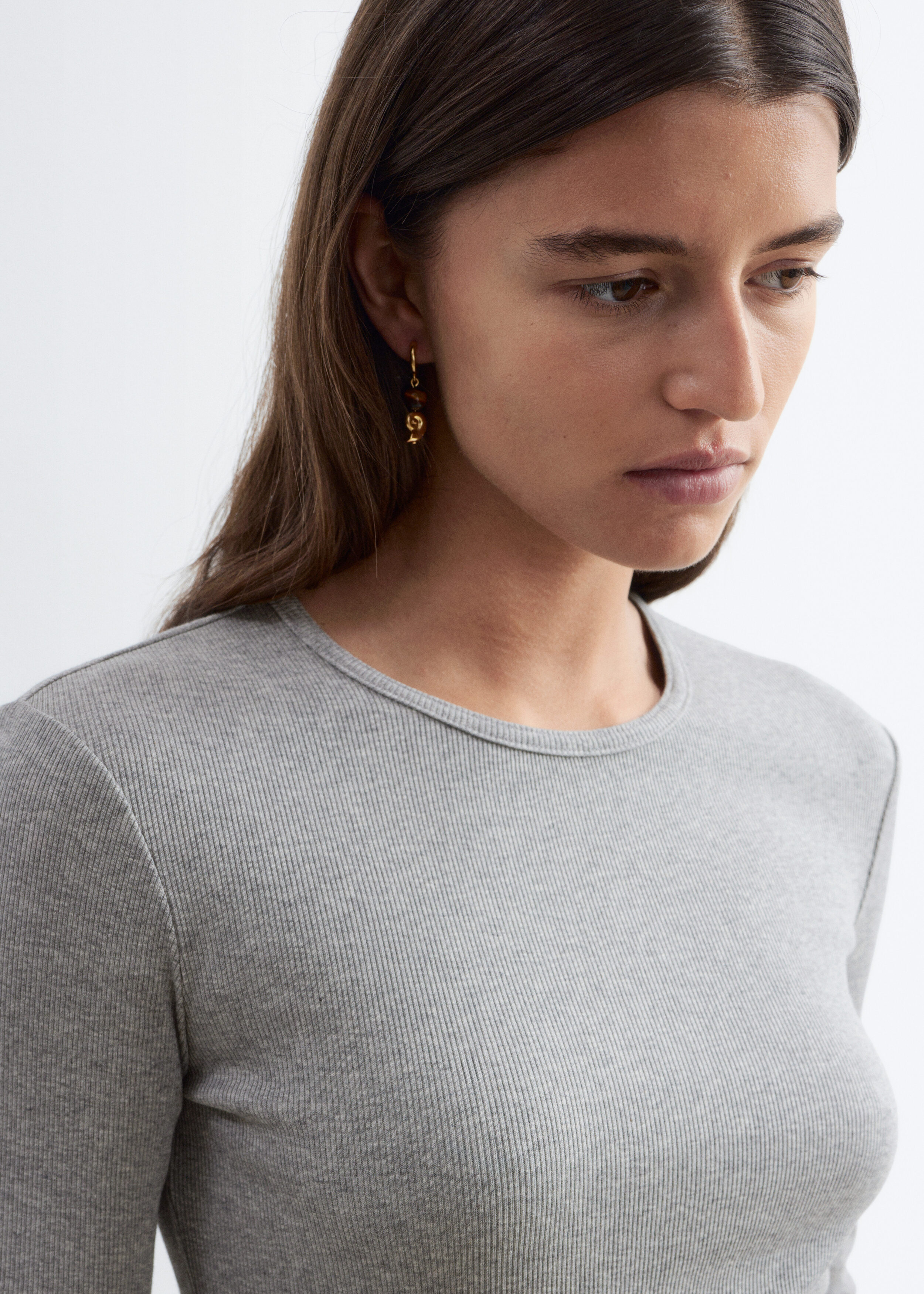 Ribbed Long-Sleeve Top - Light Grey - & Other Stories US