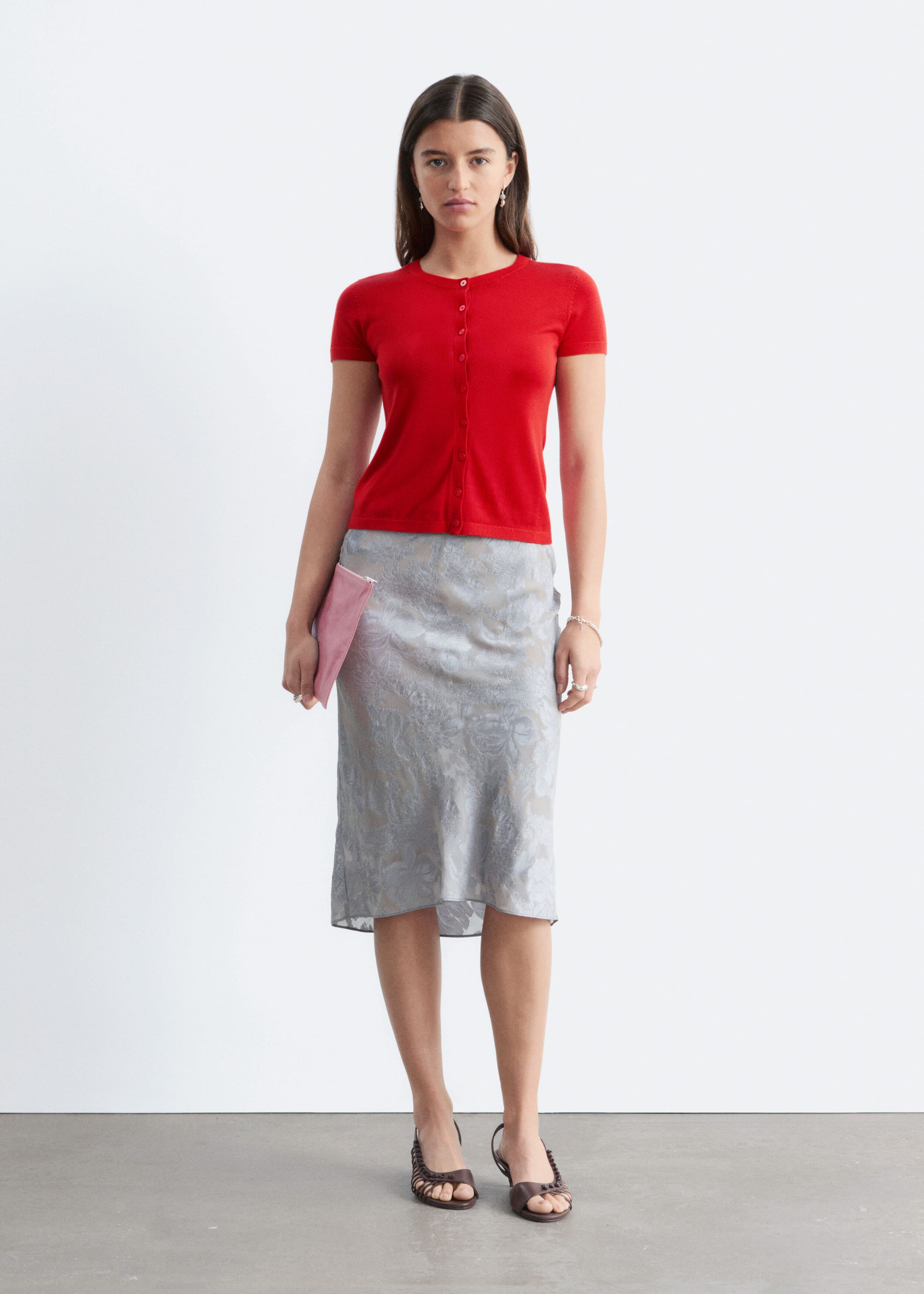 Strick-T-Shirt mit Knopfleiste - Sand - Lookbook