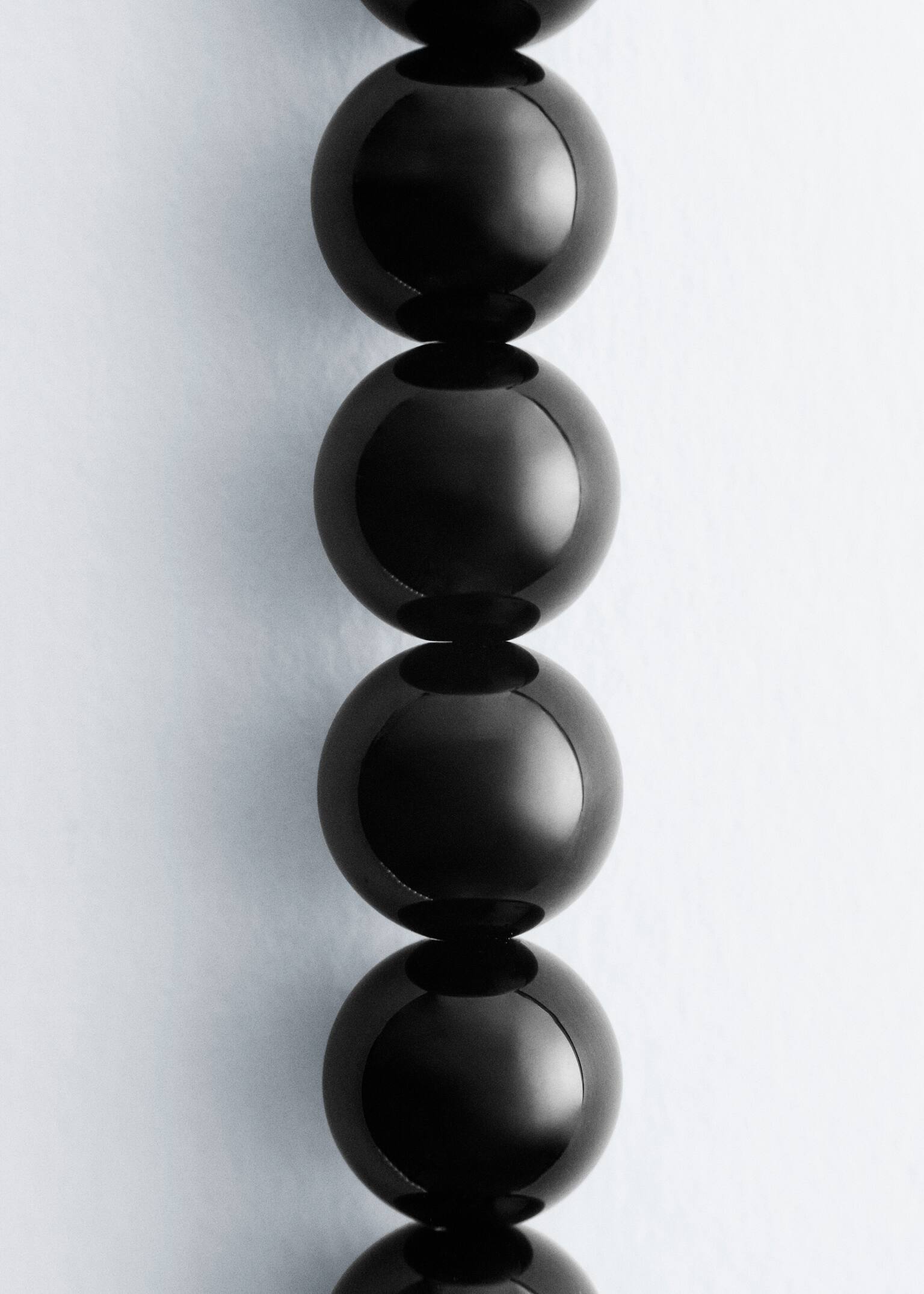 Short Stone Bead Necklace - Black/Green - 3