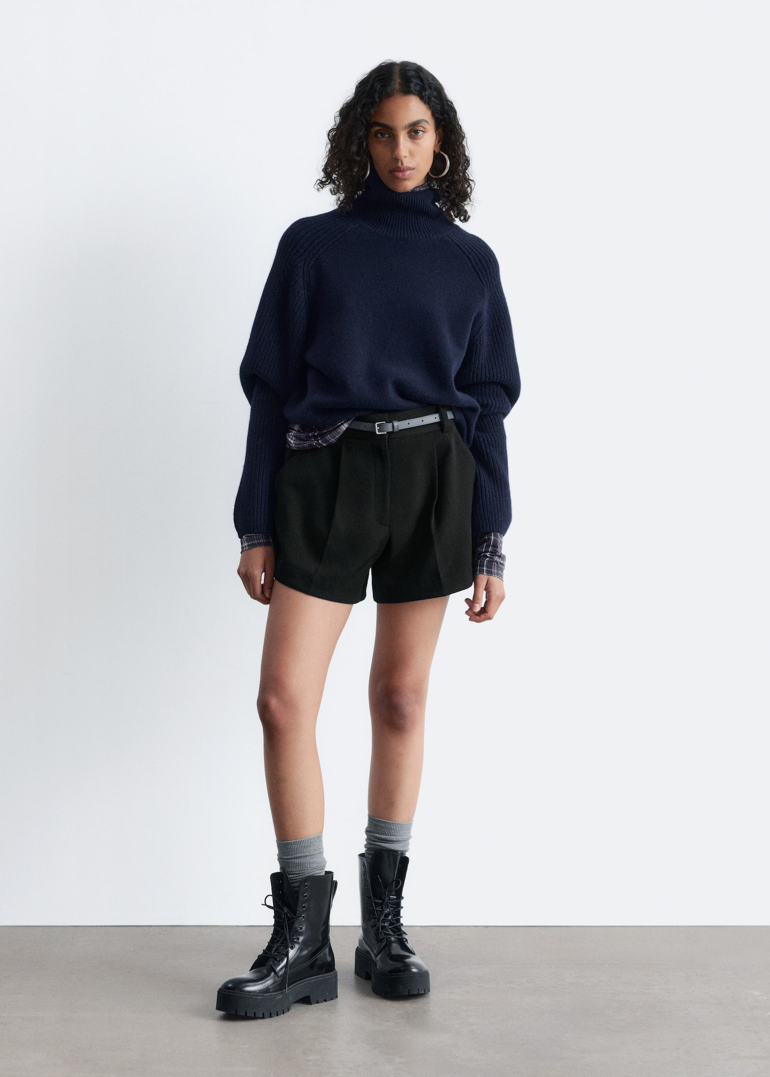 Dolcevita boxy - Blu scuro/Marrone scuro