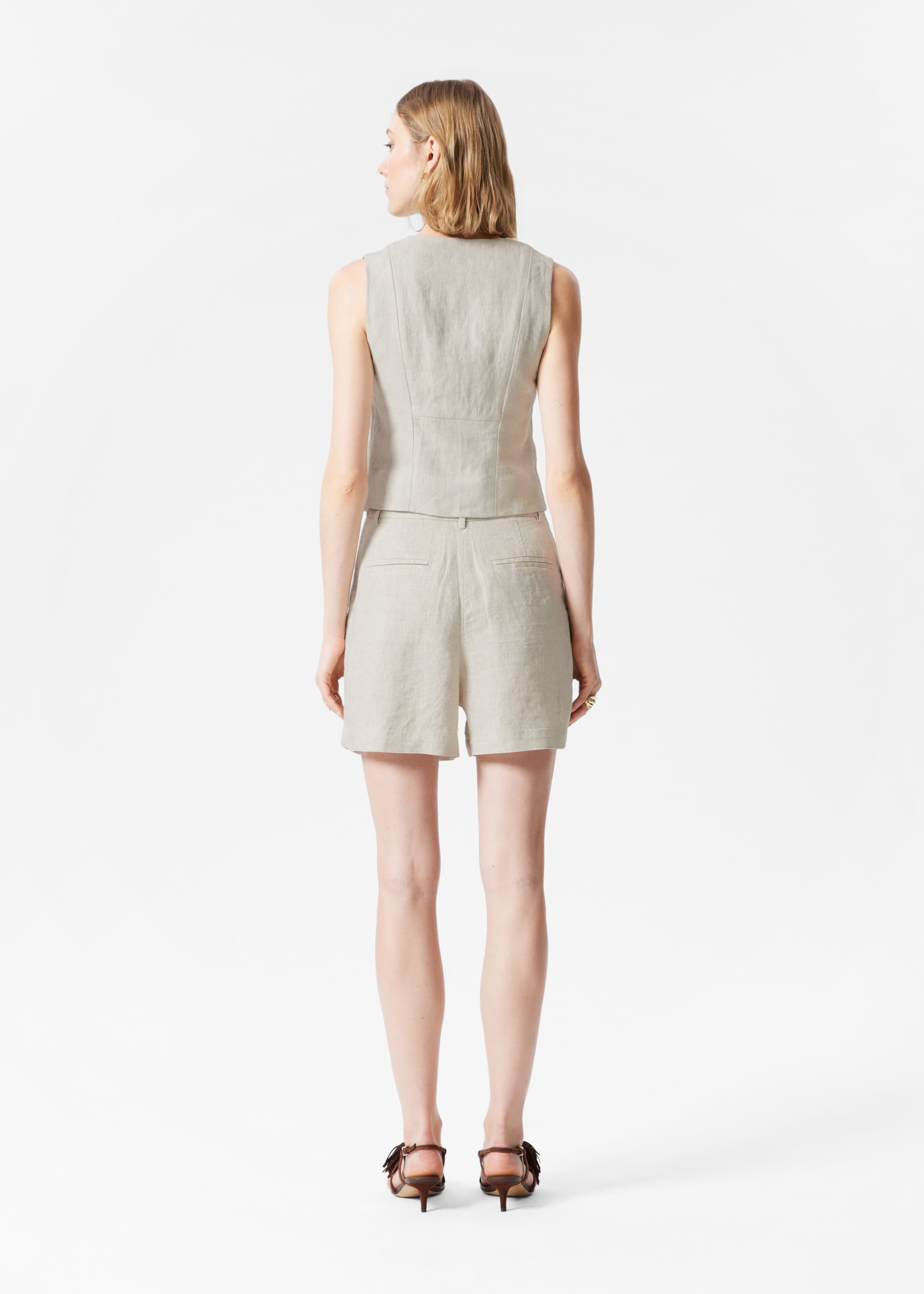 View larger image: Relaxed Linen Shorts - Beige - Ladies | H&M GB 4