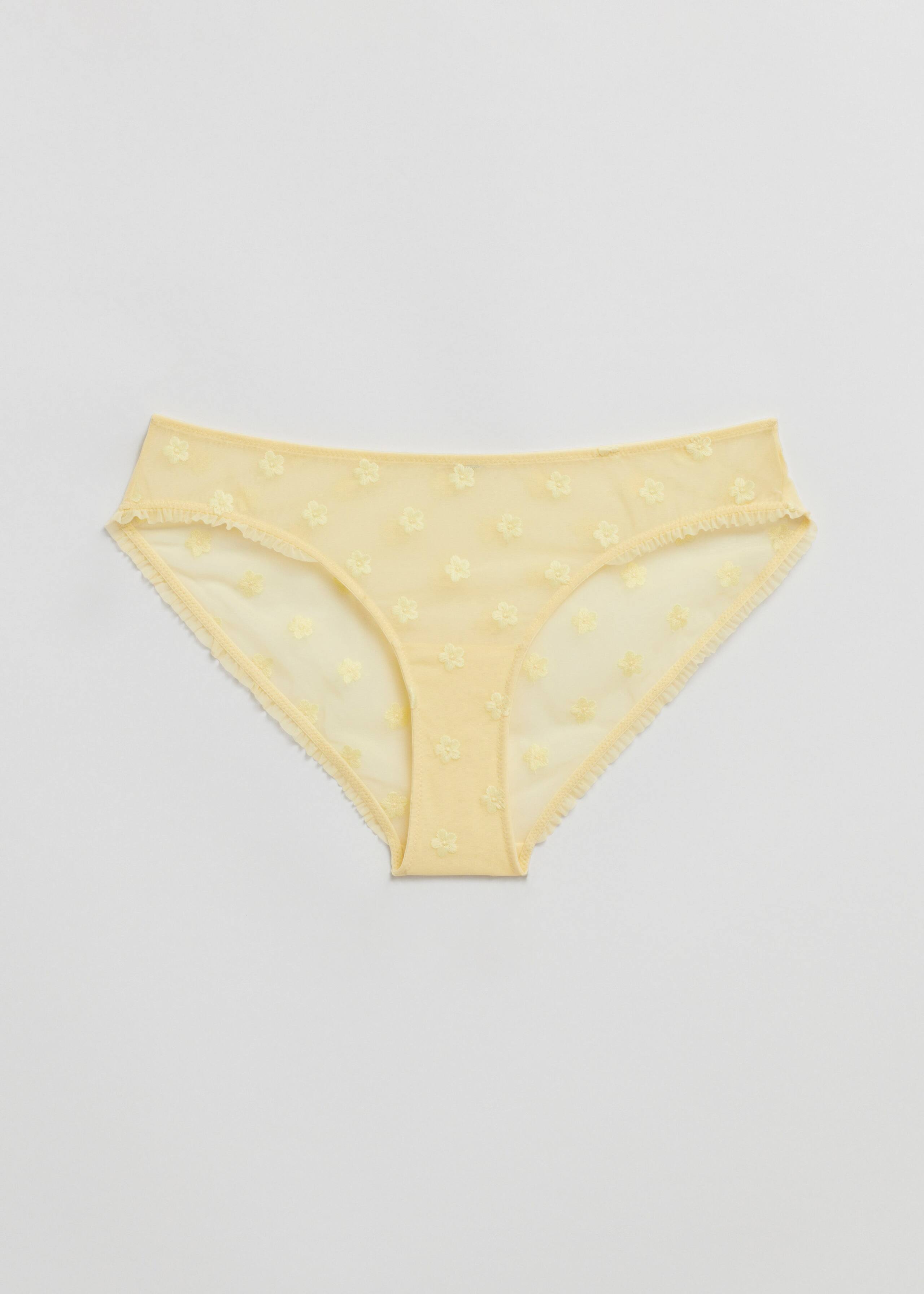 Flower Embroidered Briefs - Lemon - Bodegón