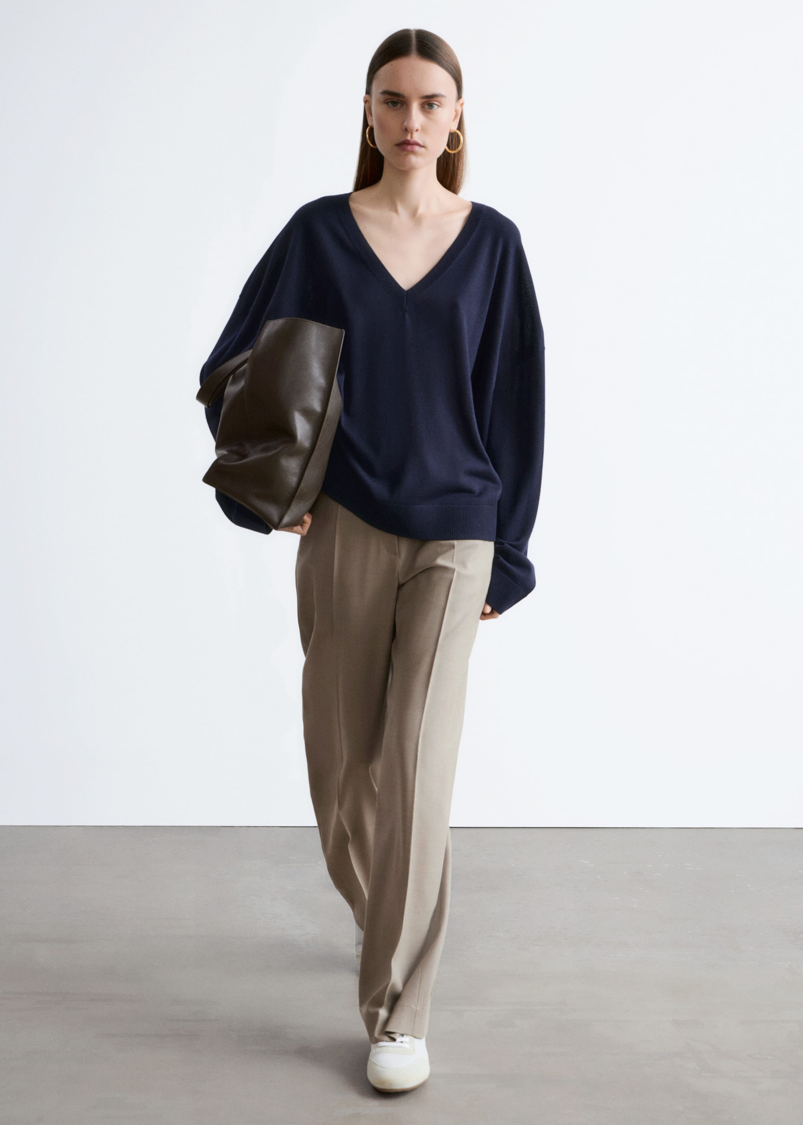 Merino Wool Press-Crease Trousers - Mole - Lookbook