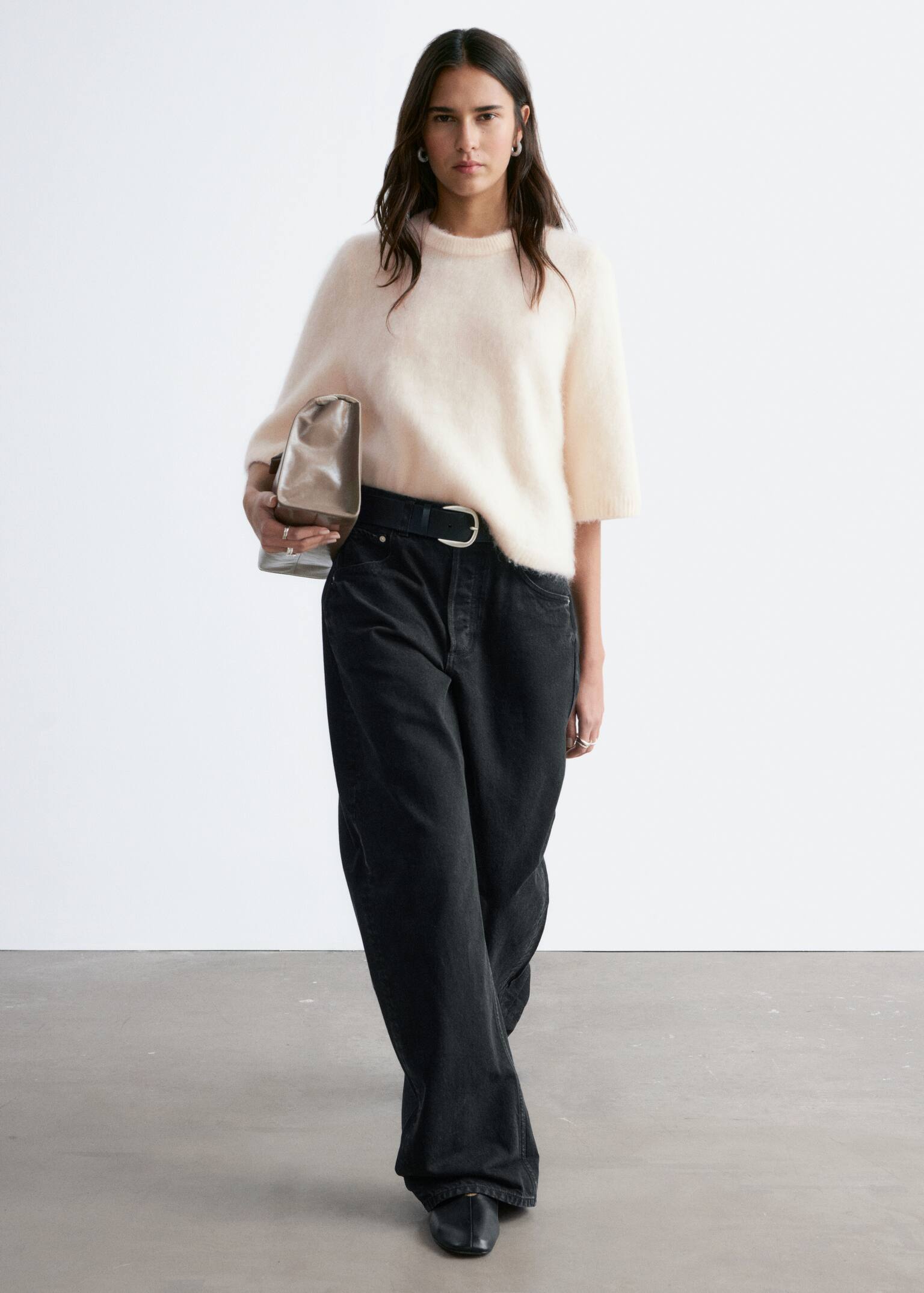 Gebreid T-shirt van een mohairmix - Crème/Bruin/Rood/Donkergeel - 5