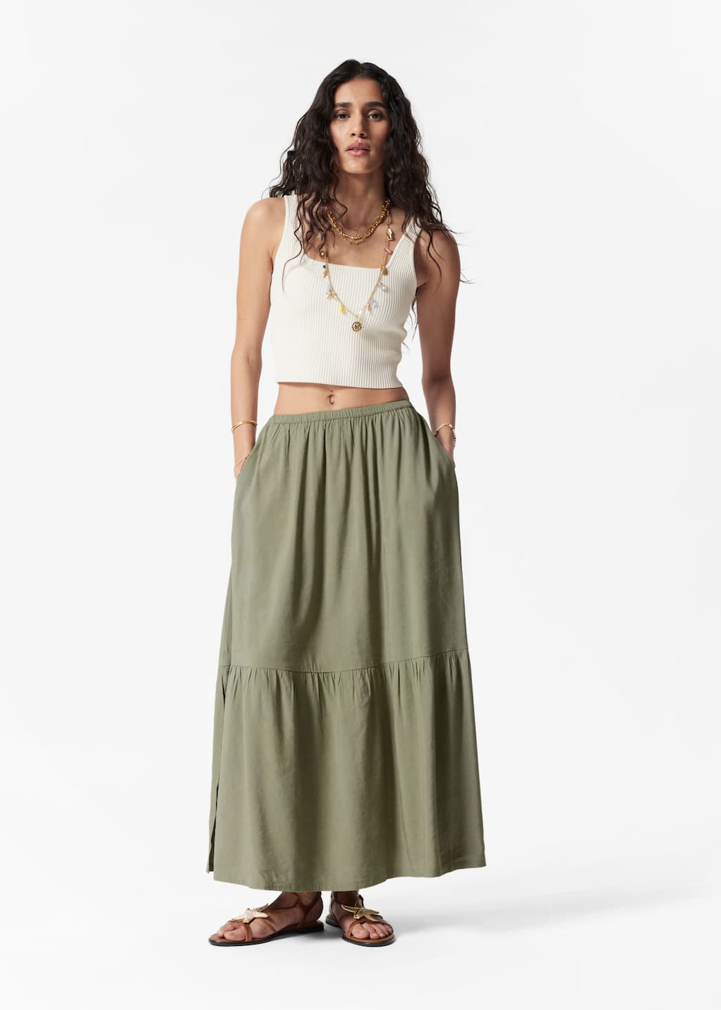 Image of Falda midi escalonada