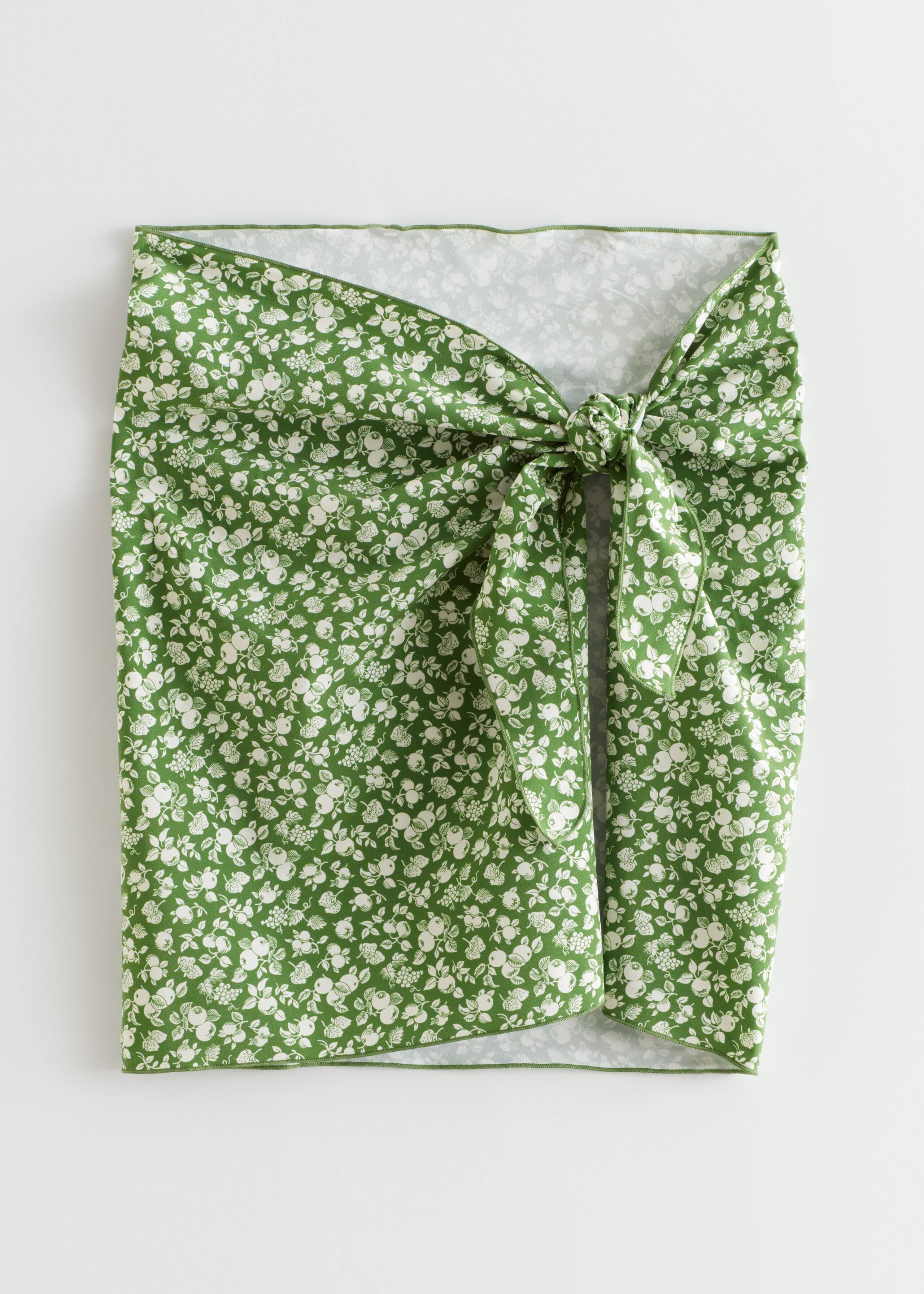 Printed Bikini Mini Skirt - Green Fruits - Still Life