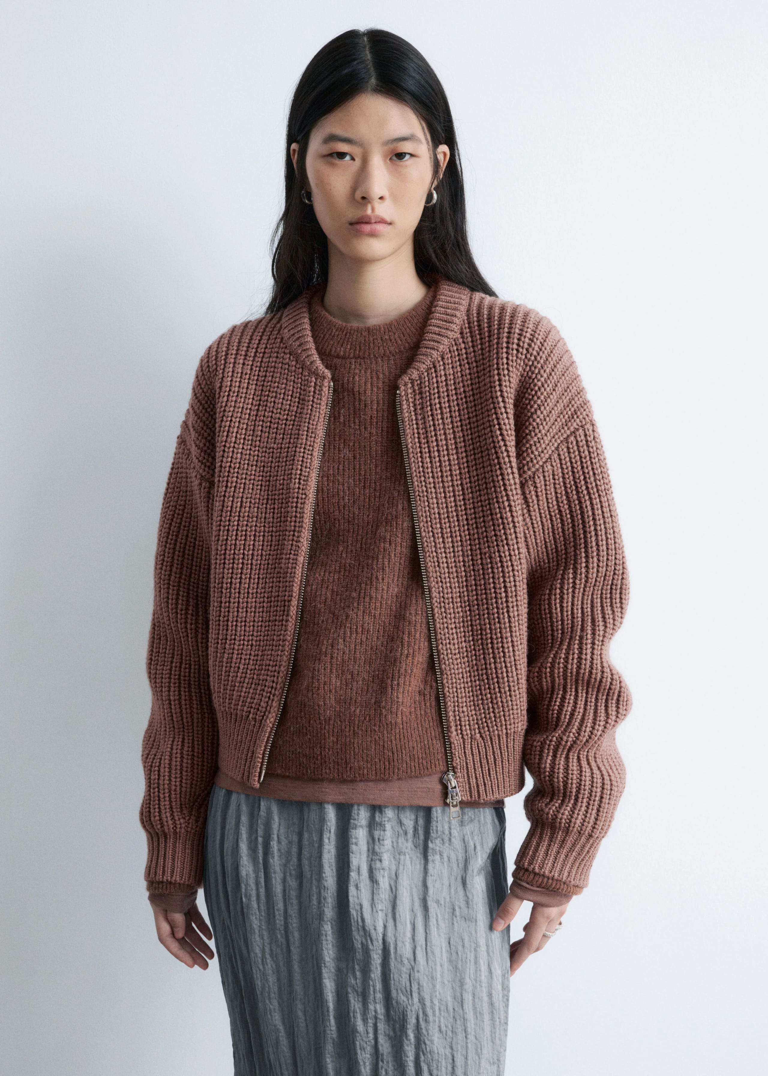 Image of Knitted Wool Bomber Jacket