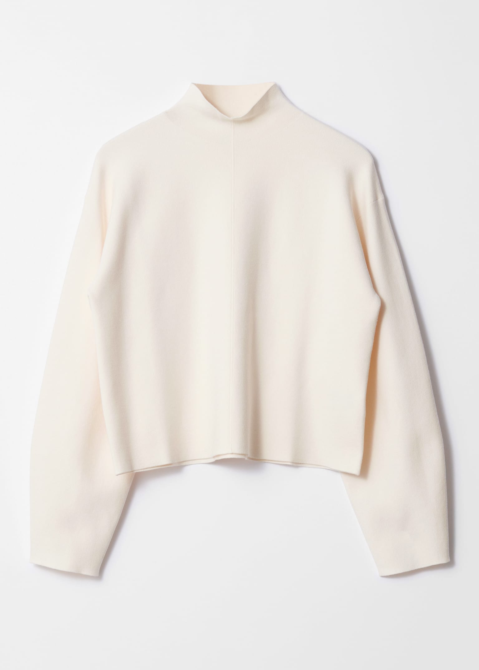 Pullover aus Doppelstrick mit Stehkragen - Elfenbein