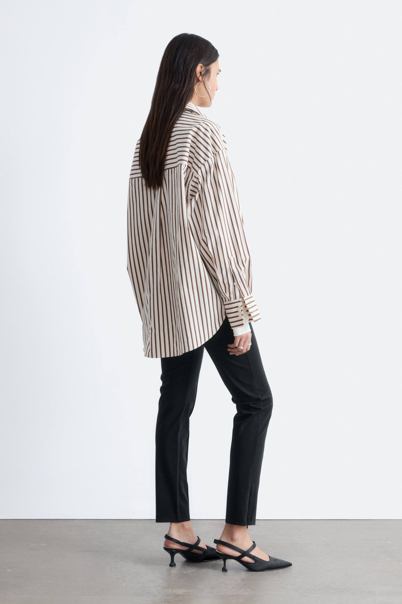 Chemise oversize - Rayures blanches/marron/Bleu clair - 6