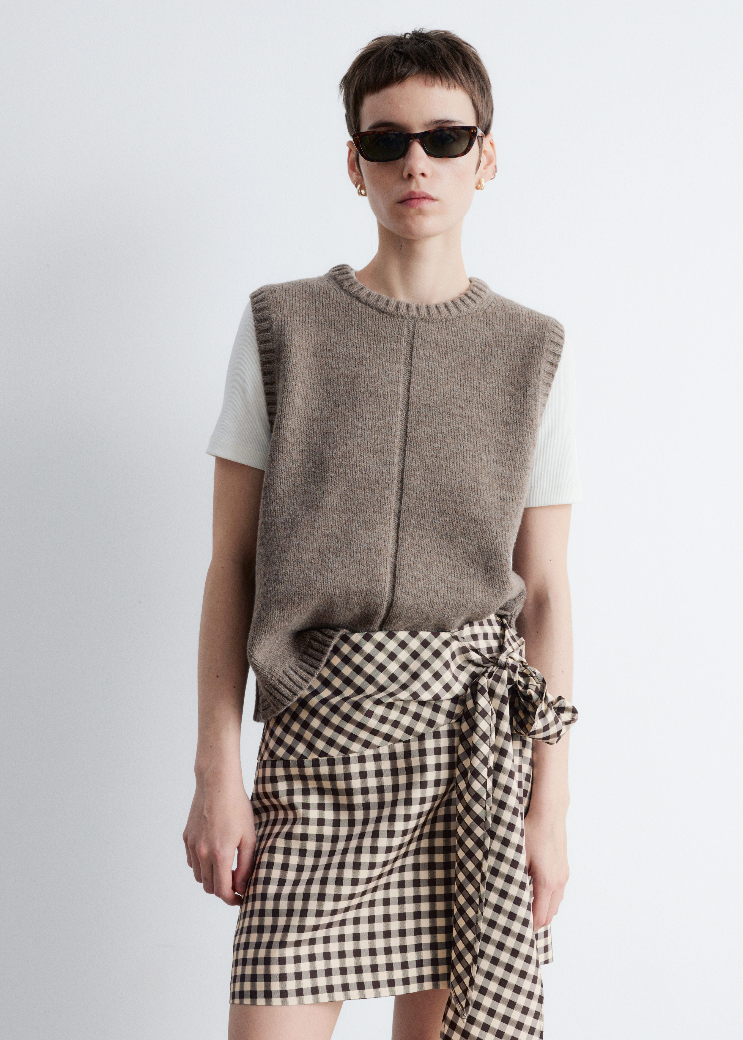 ★送料・関税込★MISCHIEF★CHECKERED MINI SKIRT★BROWN MULTI Checkered-Mini-Skirt---Brown-
