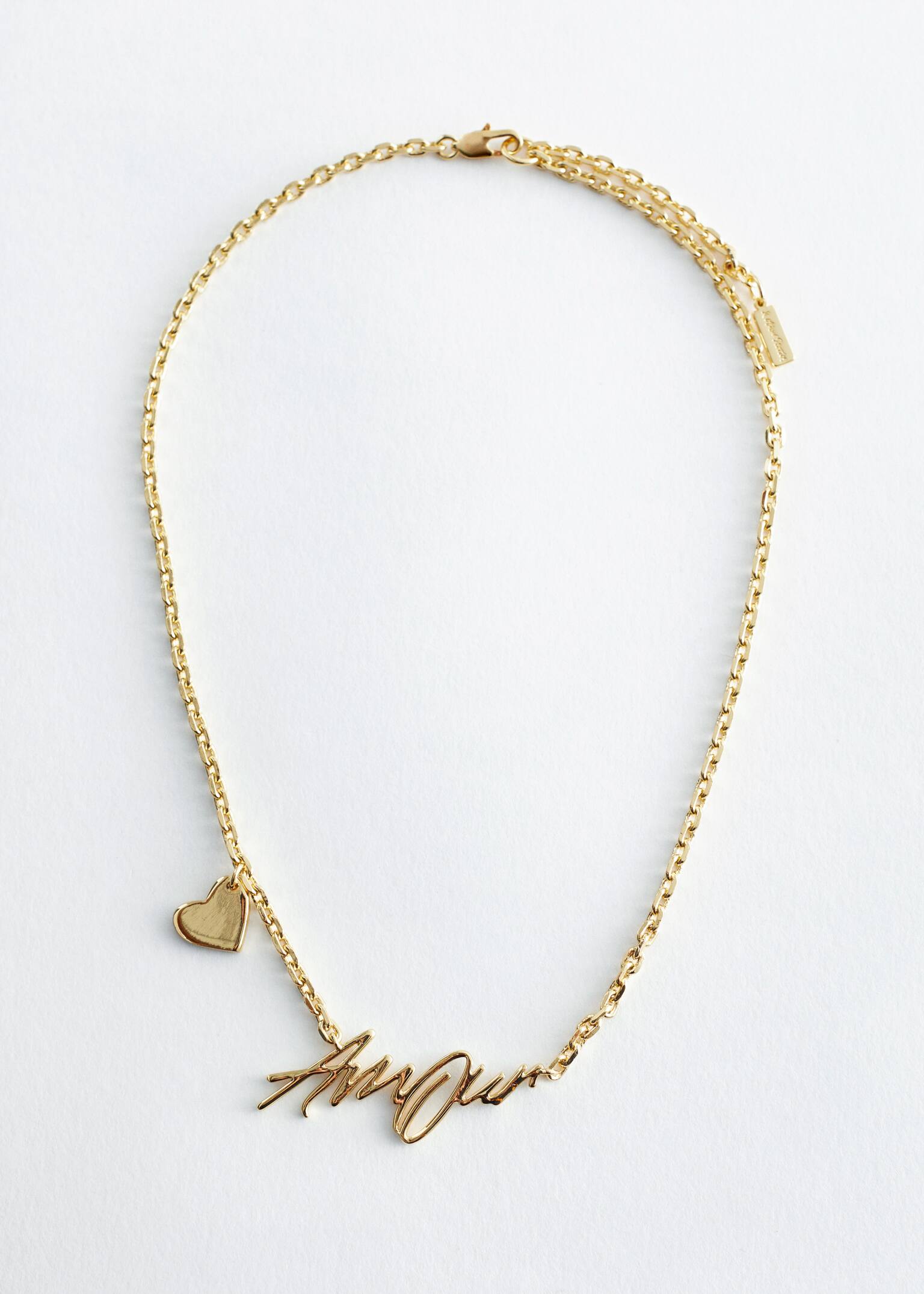 Short Text-Motif Necklace - Gold/Silver