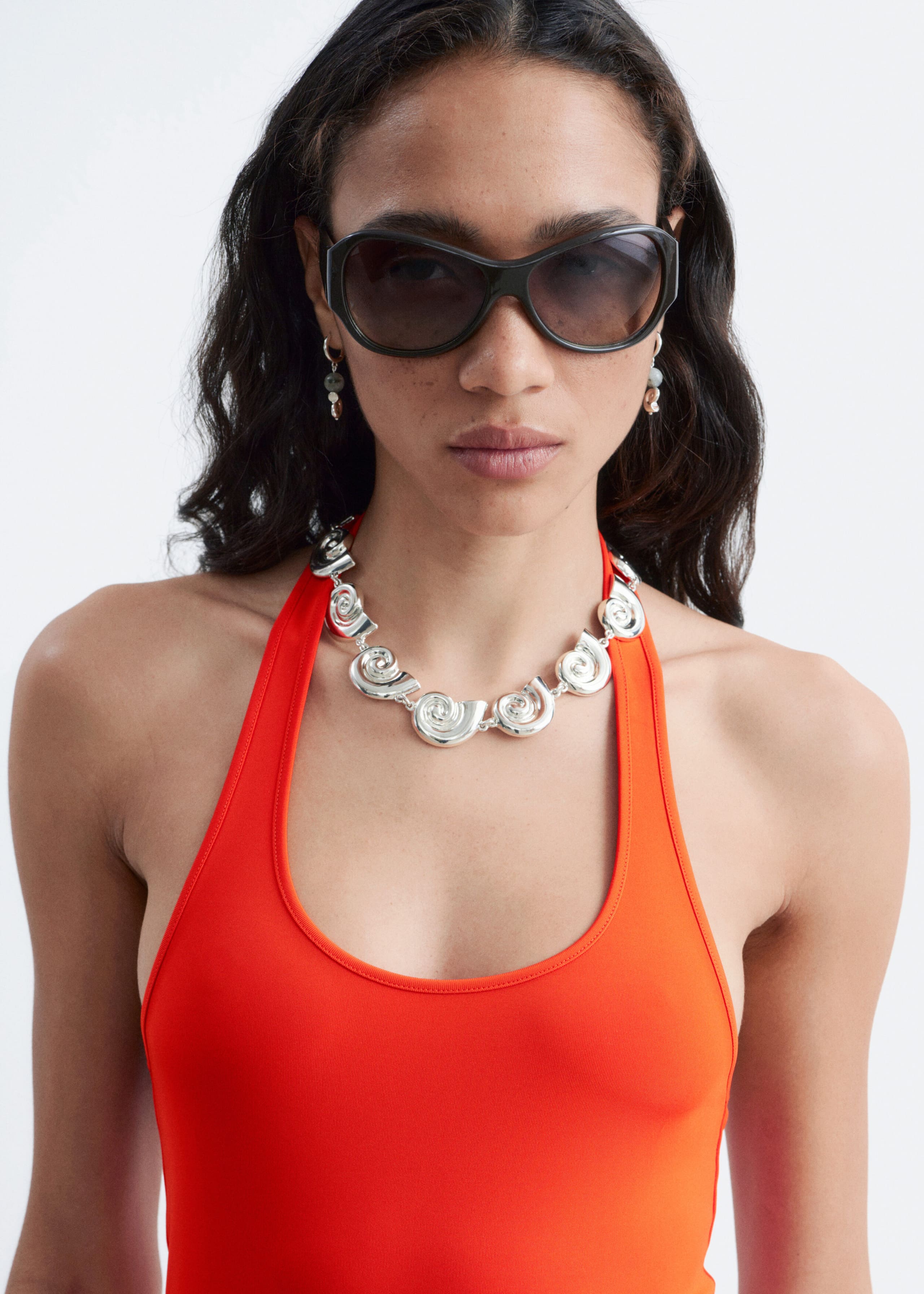 Open-Back Halterneck Bodysuit - Bright Orange - Lookbook