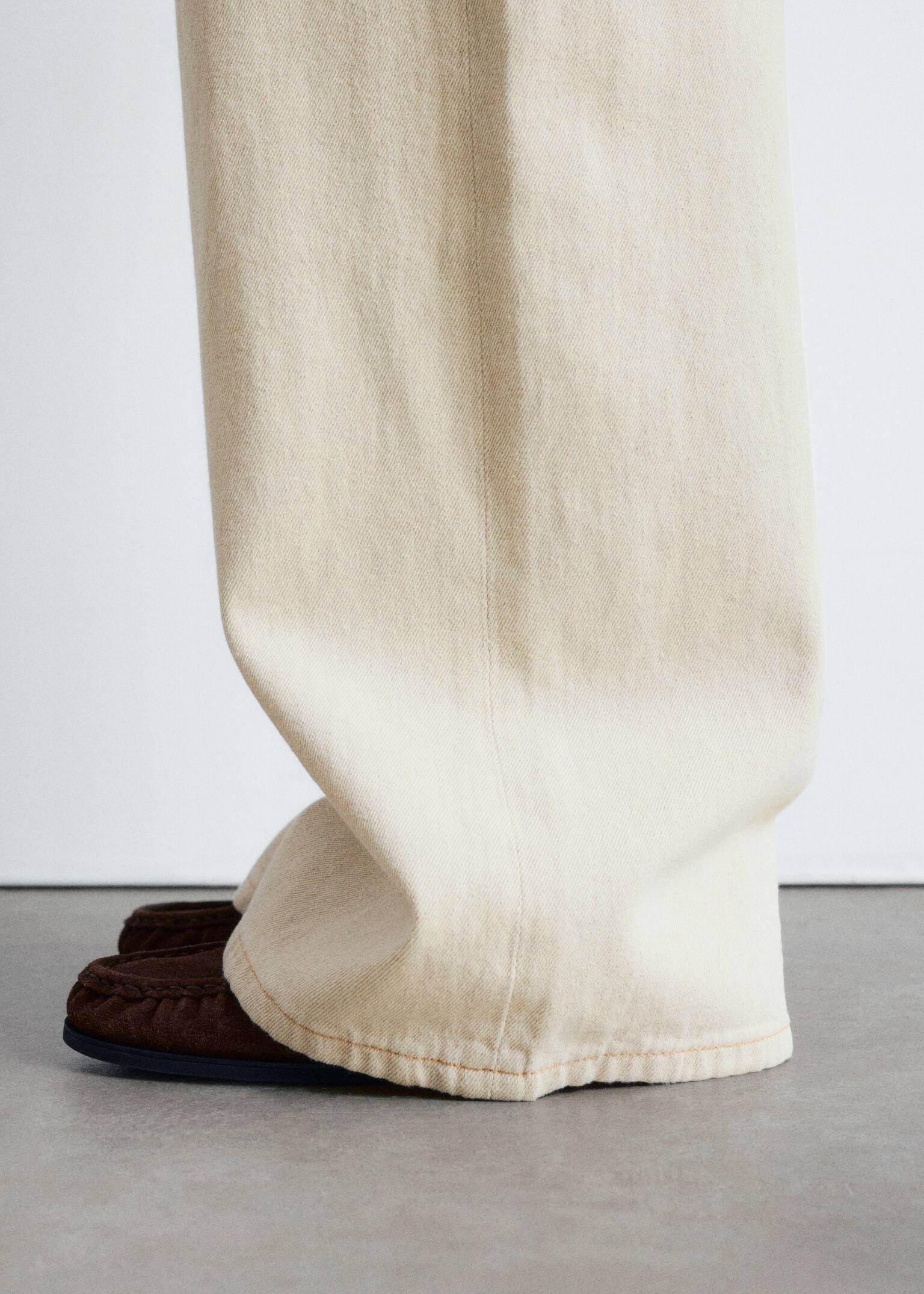 Relaxed Wide-Leg Jeans - Beige - 8