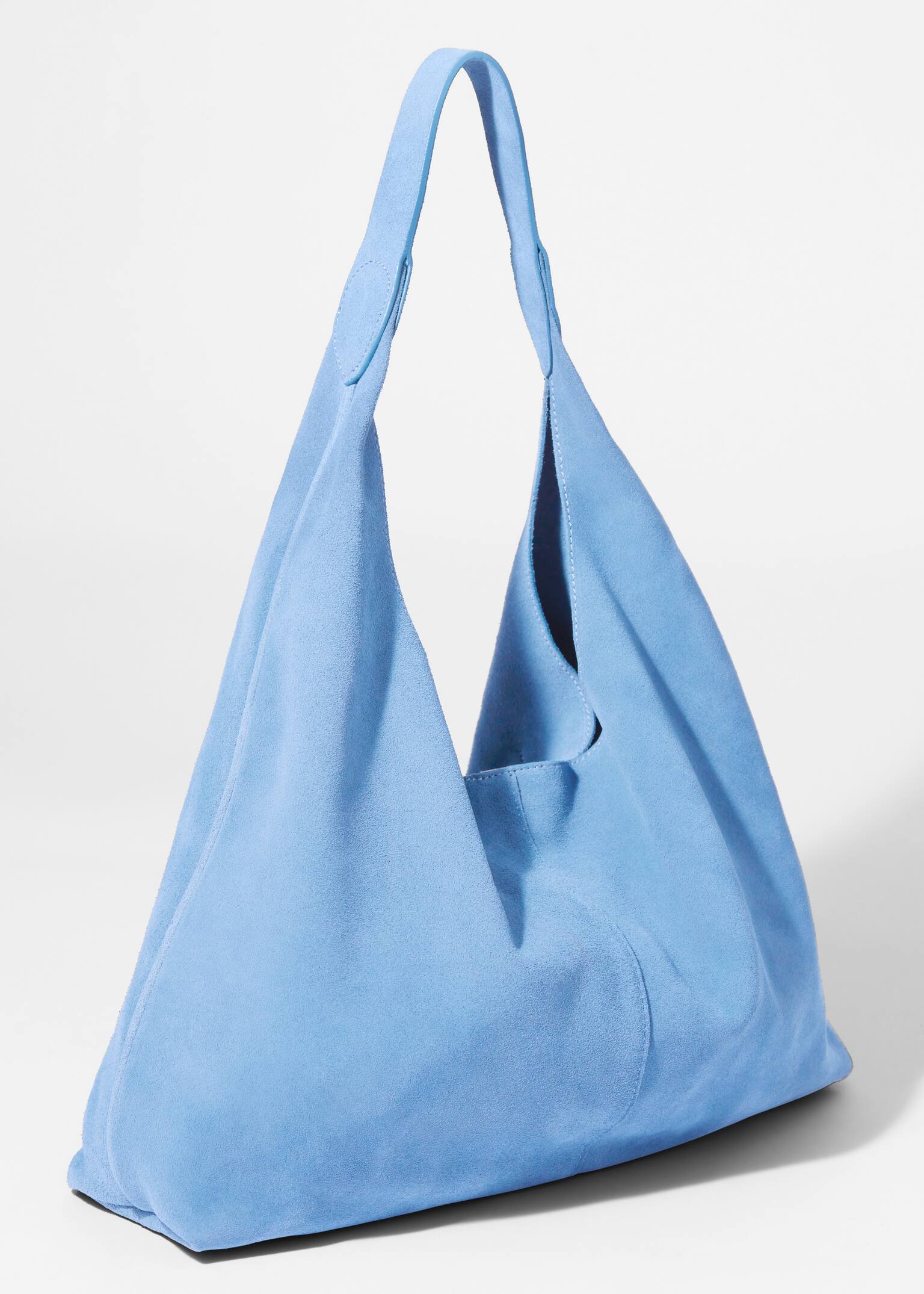 Large Suede Tote Bag - Light Blue/Rust/Dark grey - 3