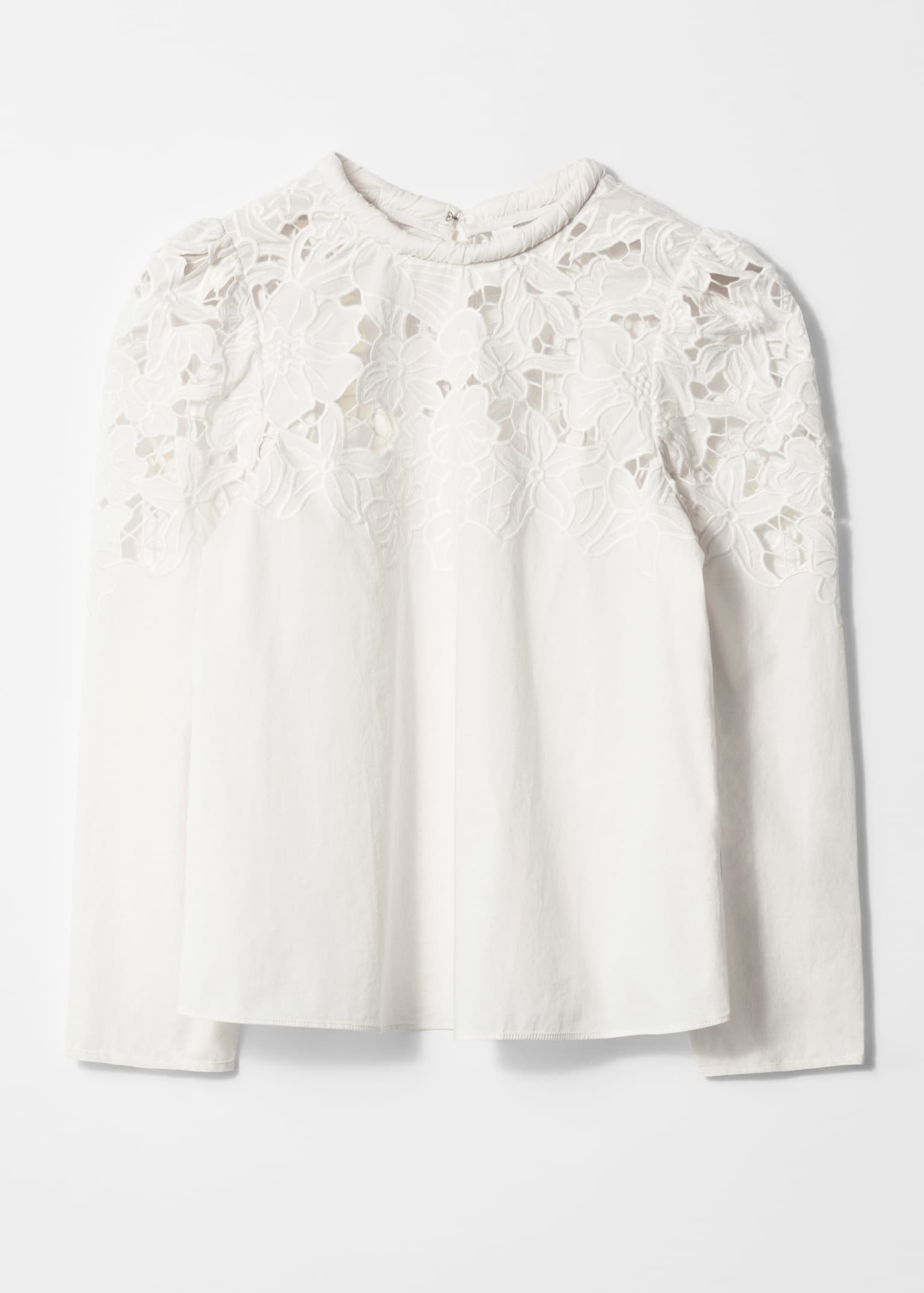 Blouse brodée à manches ballon - Blanc/Violet