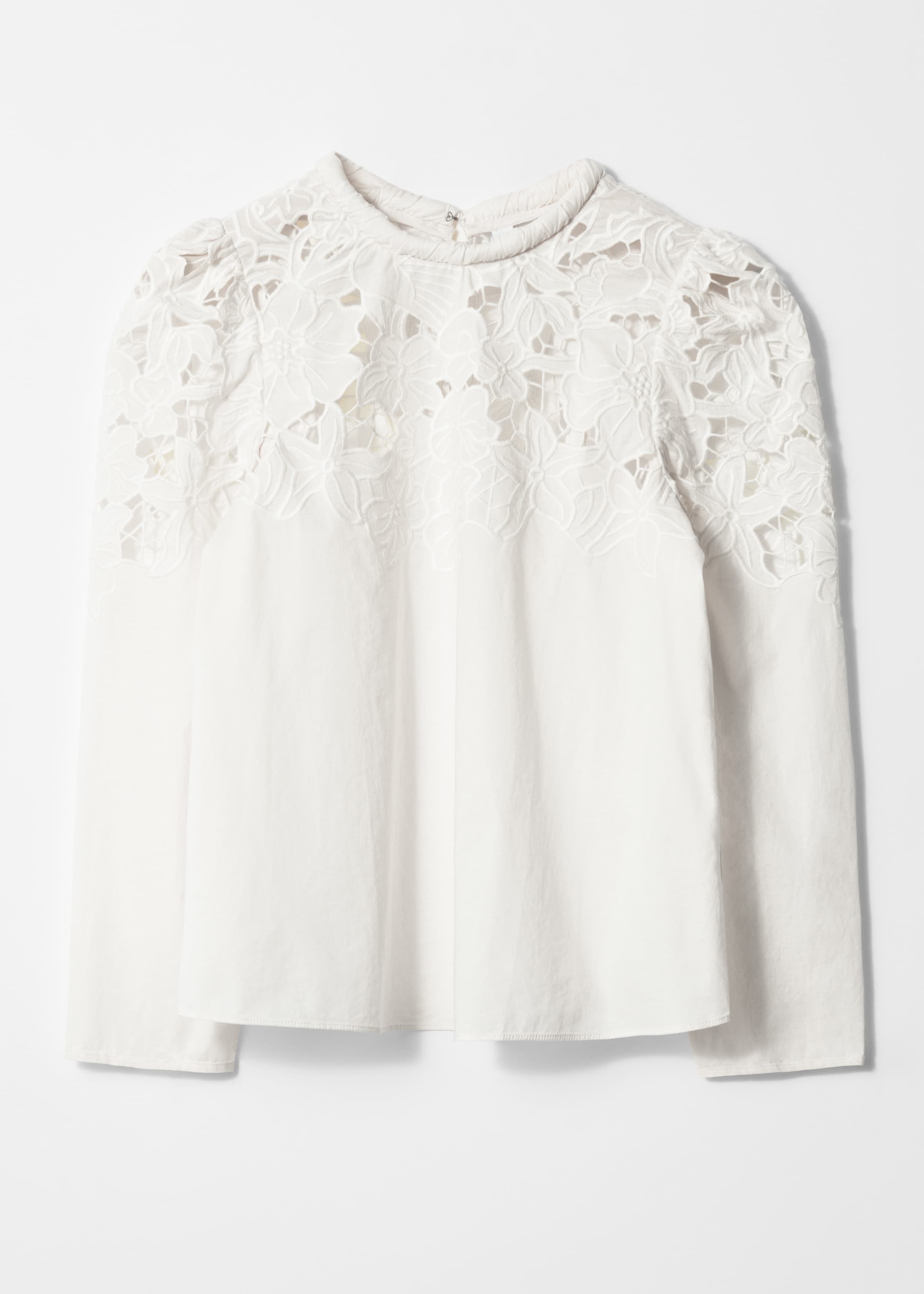 View larger image: Embroidered Puff-Sleeve Blouse - White - Ladies | H&M GB 1