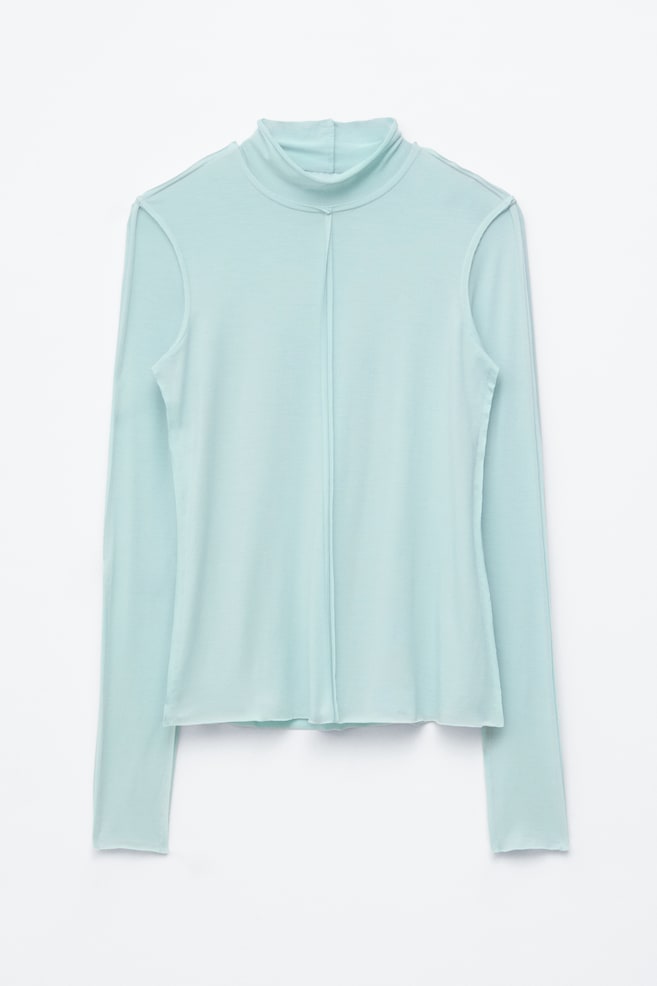 Haut à col roulé et manches longues - Turquoise - 1