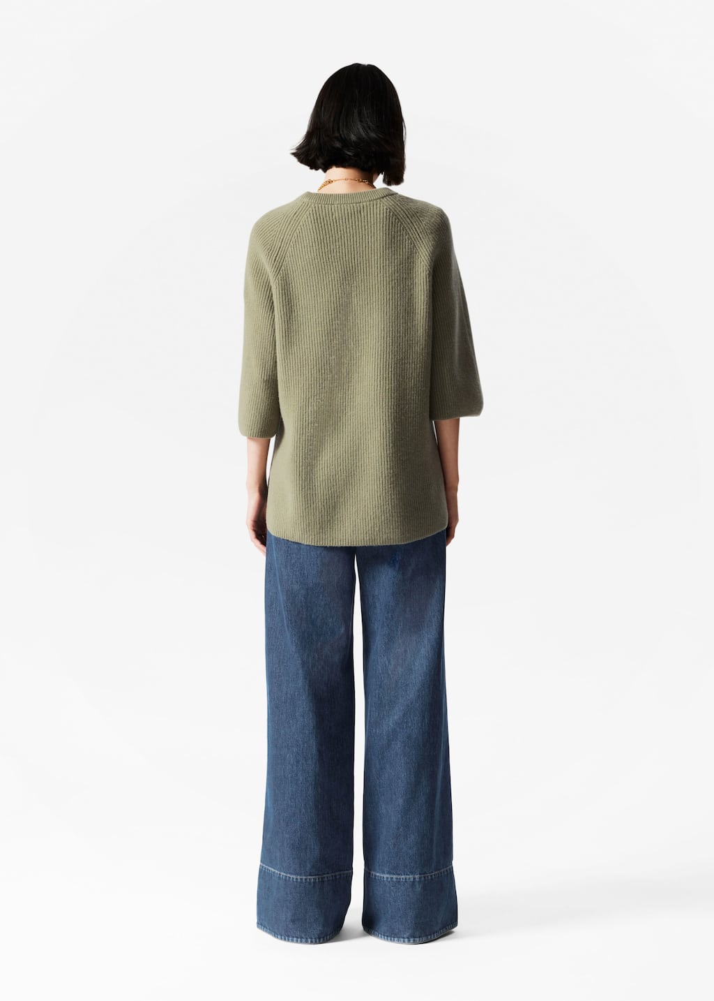 Knitted Wool Top - Green - Lookbook