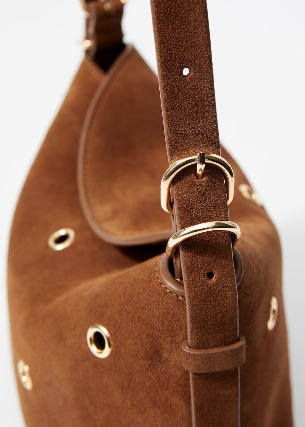 Image of Small Eyelet-Embellished Suede Bag