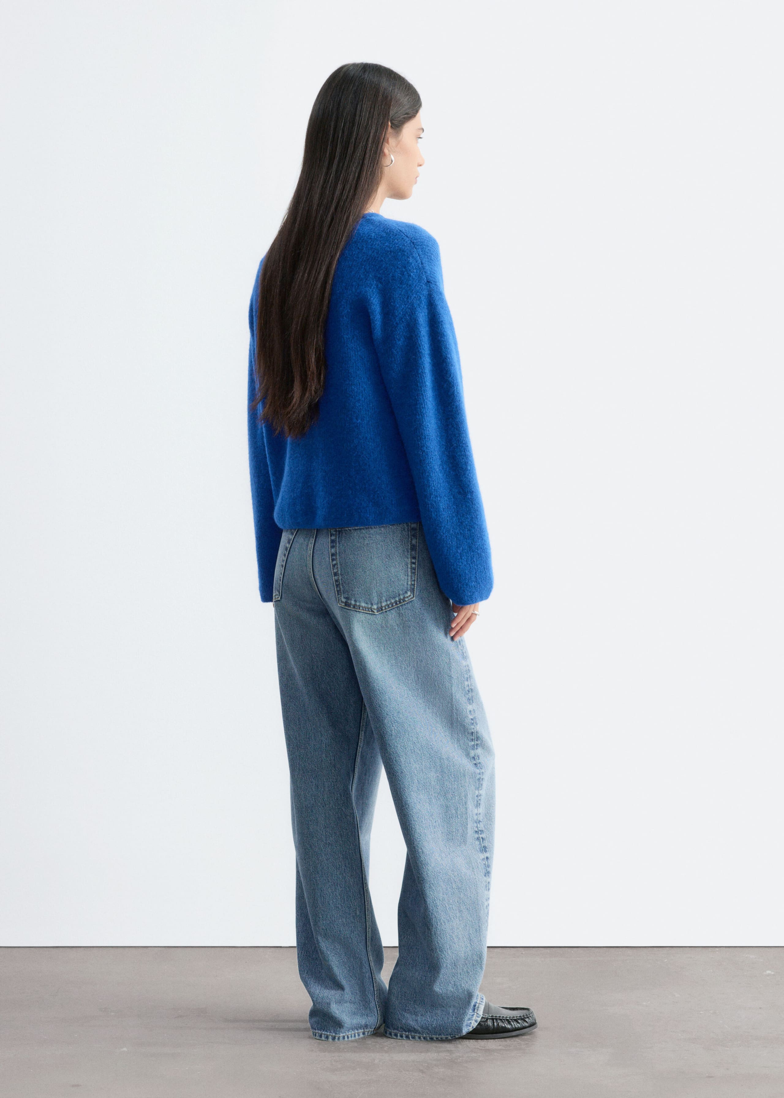 Alpaca-Blend Knitted Cardigan - Bright Blue - Lookbook
