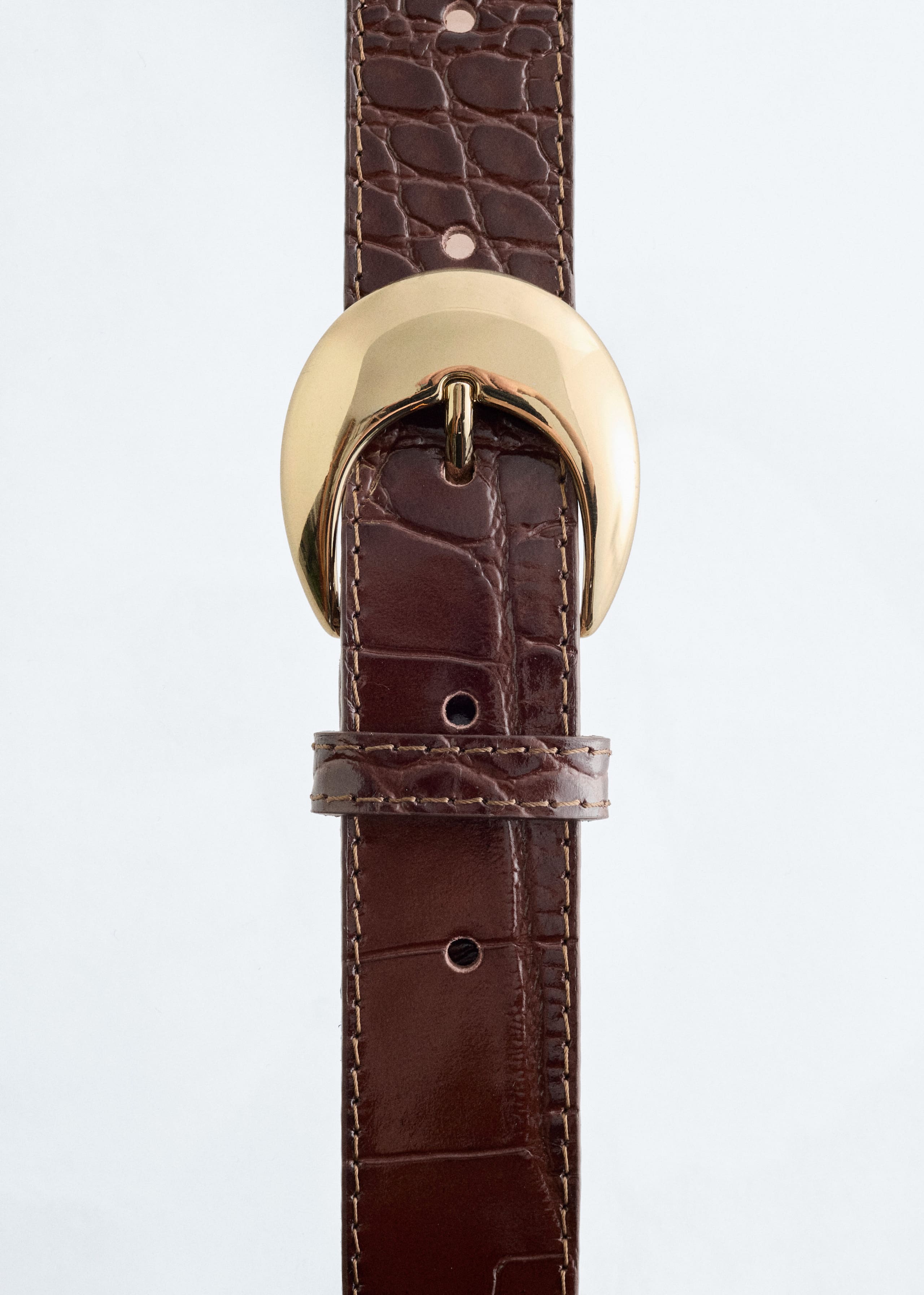 Image of Crescent-Buckle Leather Belt