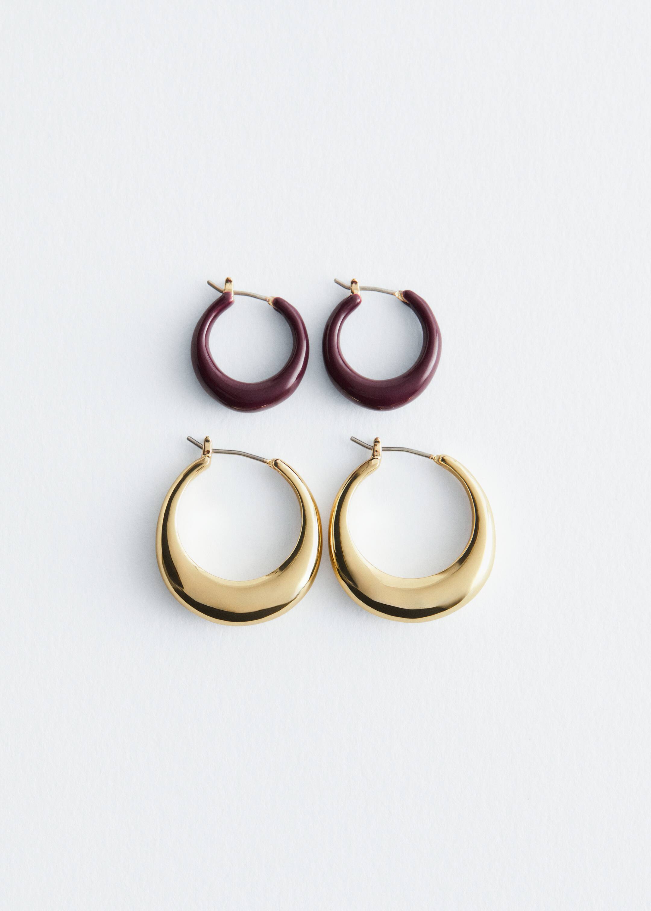 View larger image: Hoop Earrings Set - Burgundy/Gold - Ladies | H&M GB 2