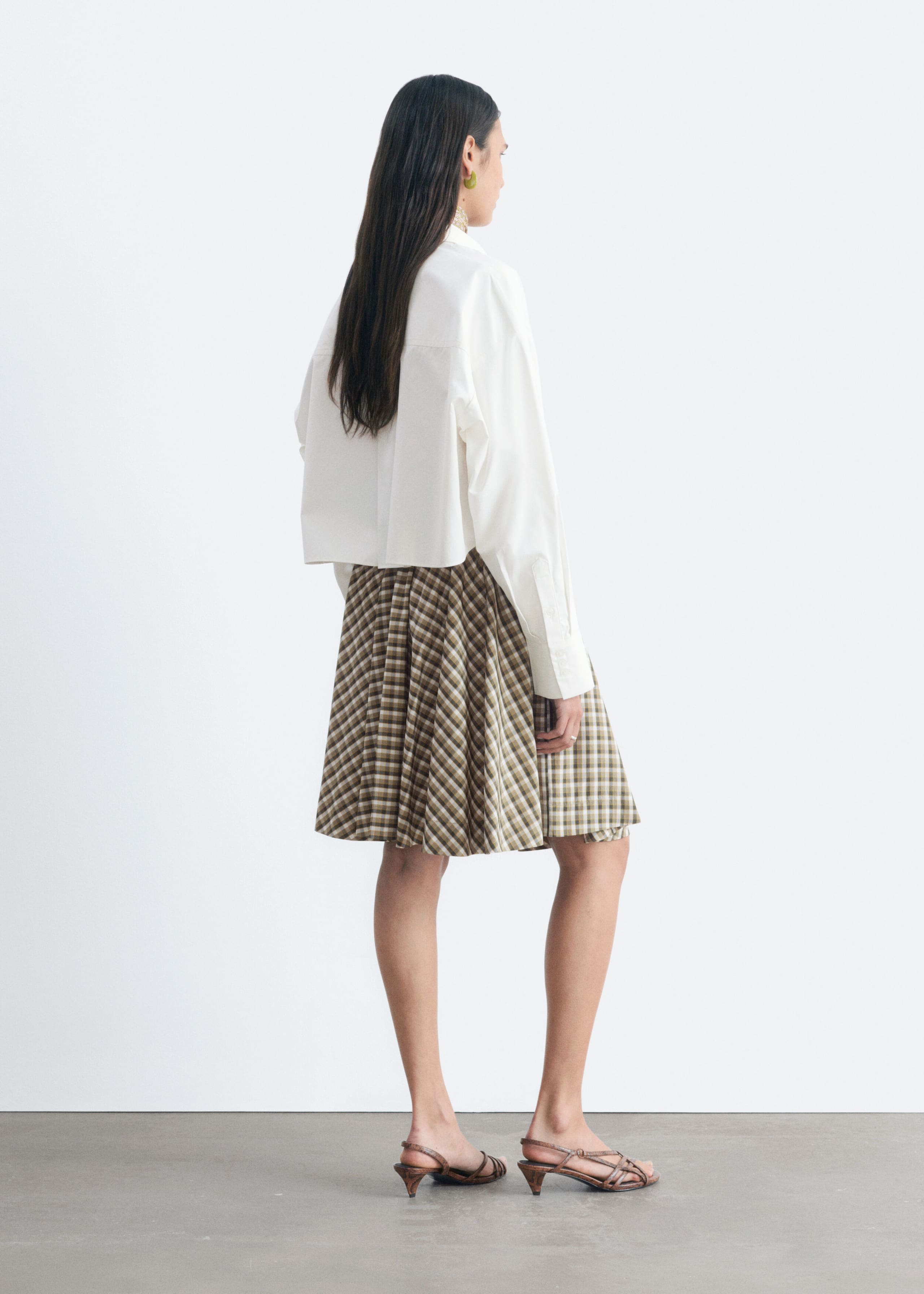 Cropped Cotton Twill Shirt - White - Lookbook