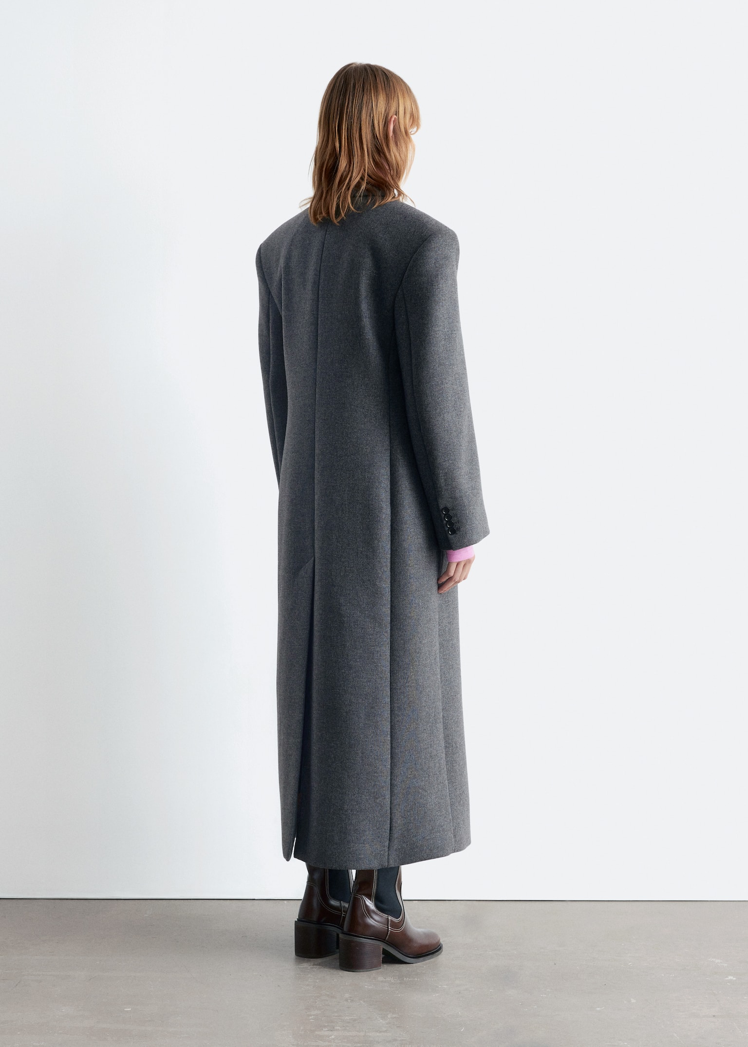 Long Wool Coat - Cinzento mesclado - 5