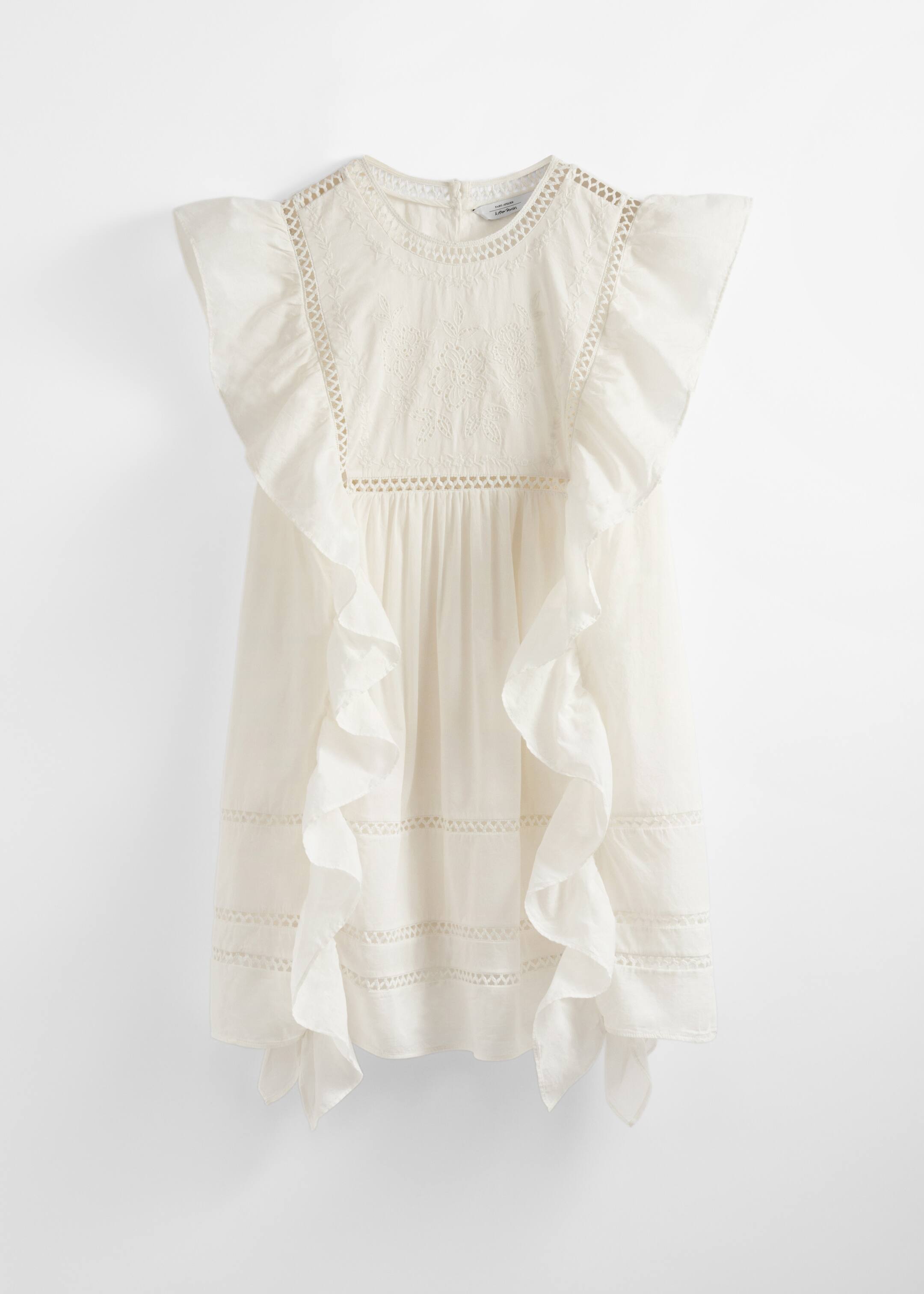 Visa större bild: Miniklänning med brodyr och volanger - Vit - DAM | H&M SE 6