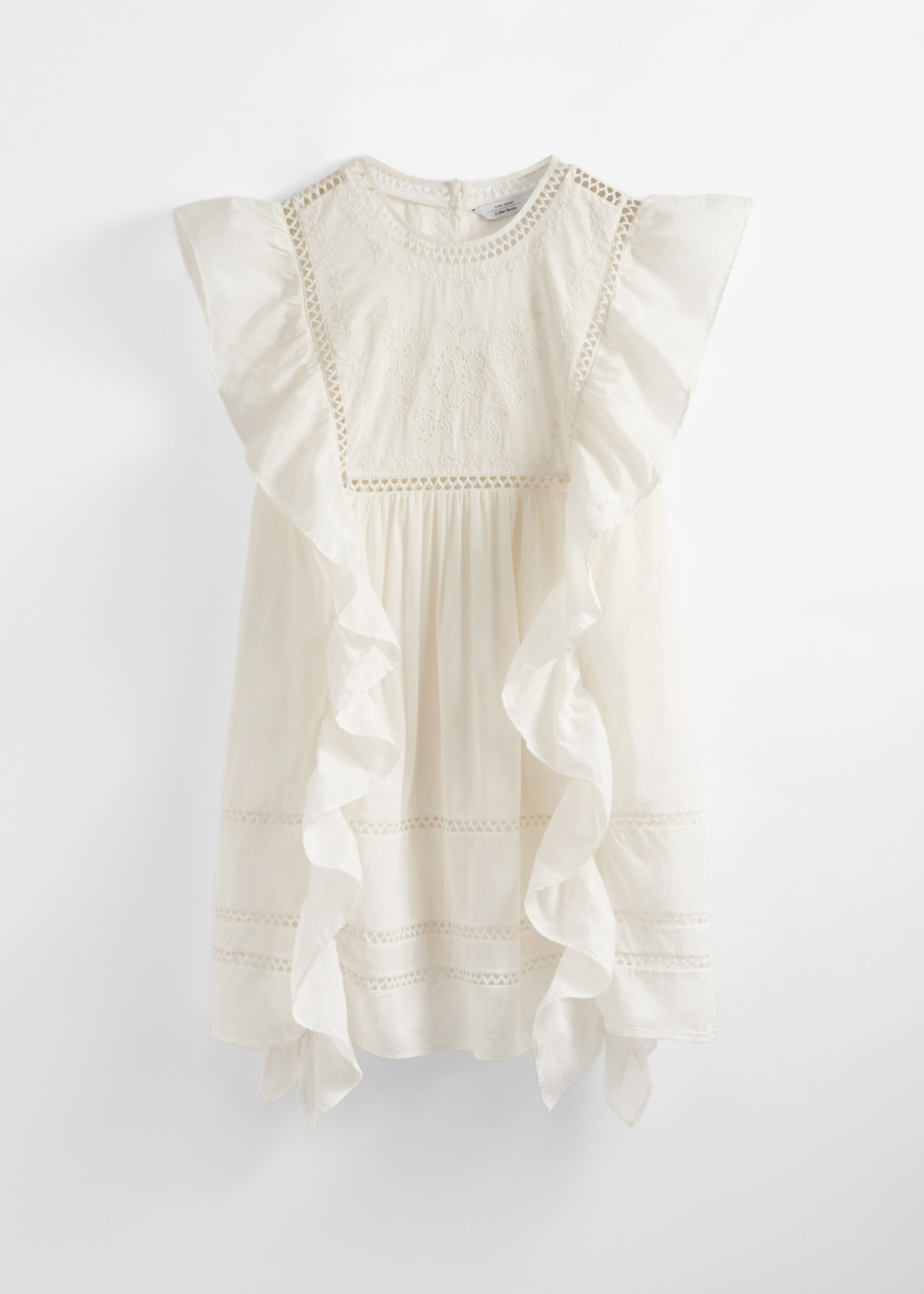 Embroidered Ruffle Mini Dress - White - Still Life