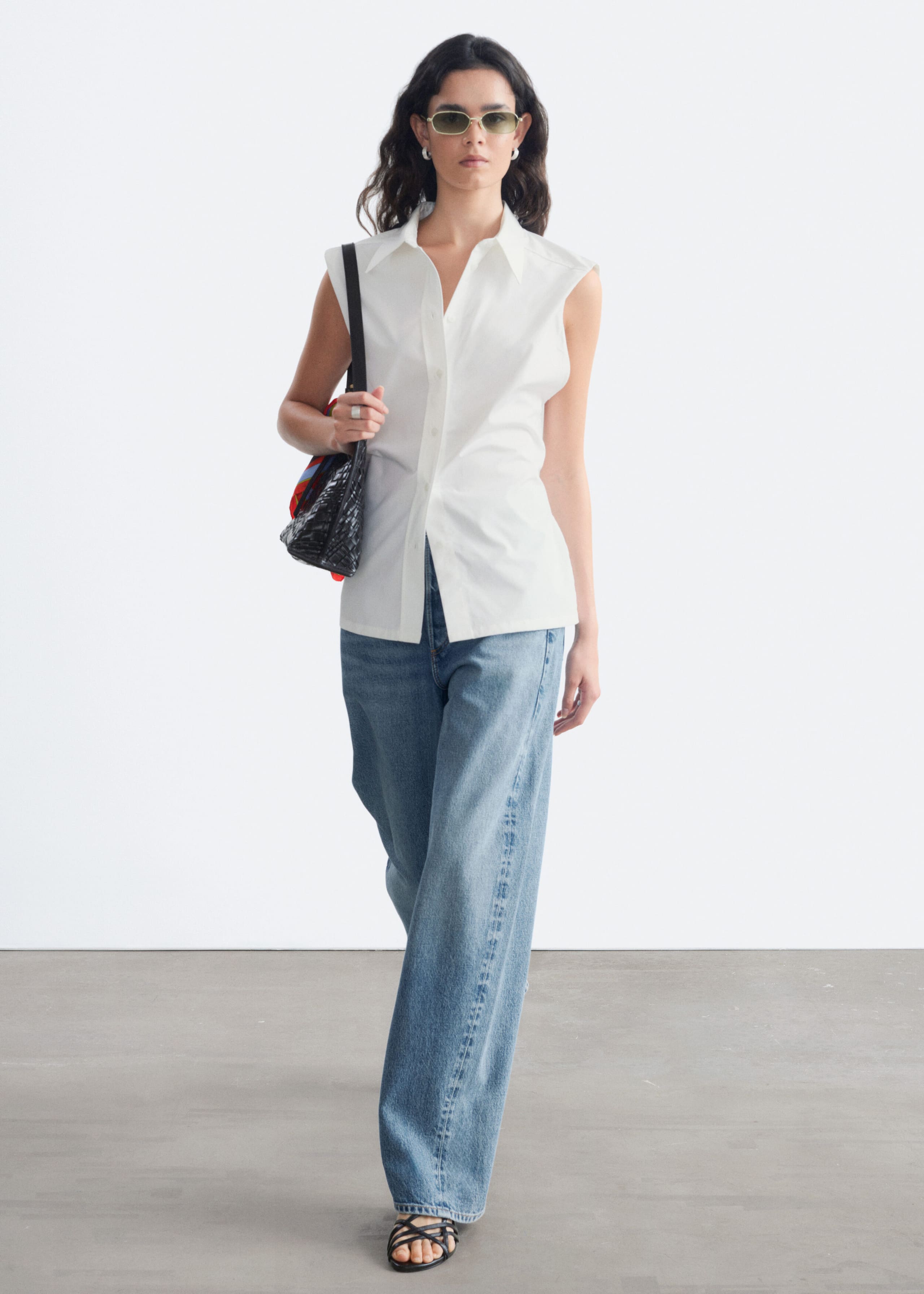 Pima Cotton Sleeveless Shirt - White - Still Life