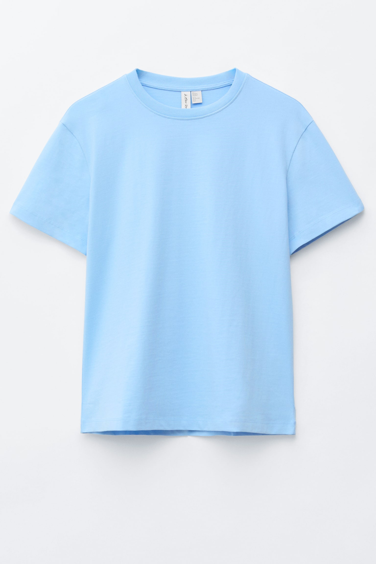 T-shirt i bomull med rund hals - Ljusblå/Marinblå/vit/randig/Mörkbrun/Svart/Ljusrosa/Gul/Röd/Vit - 1