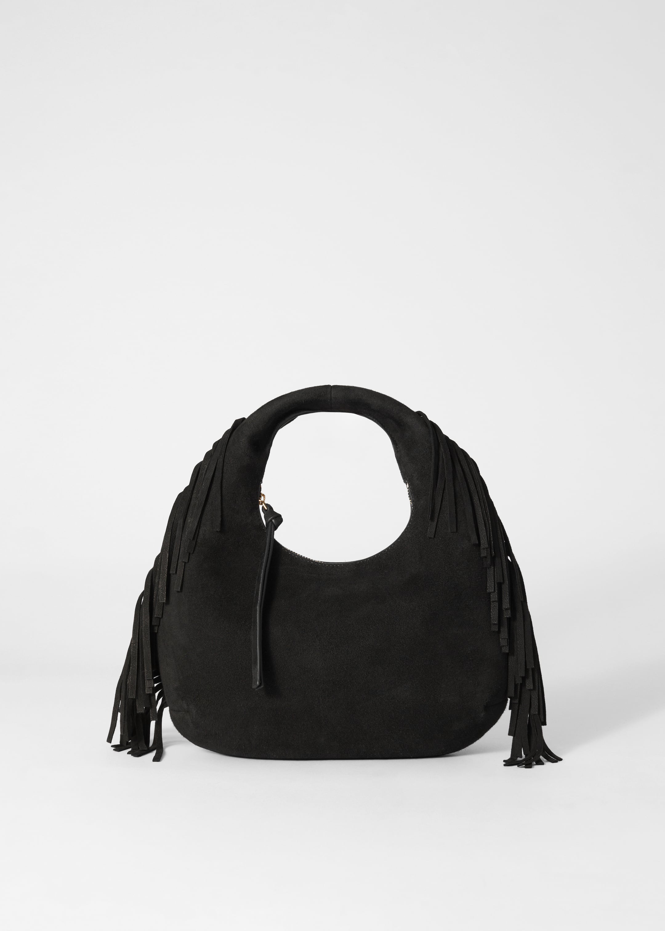 Visualizza immagine più grande: Borsa piccola in pelle scamosciata con frange - Pelle scamosciata nera - DONNA | H&M IT 1