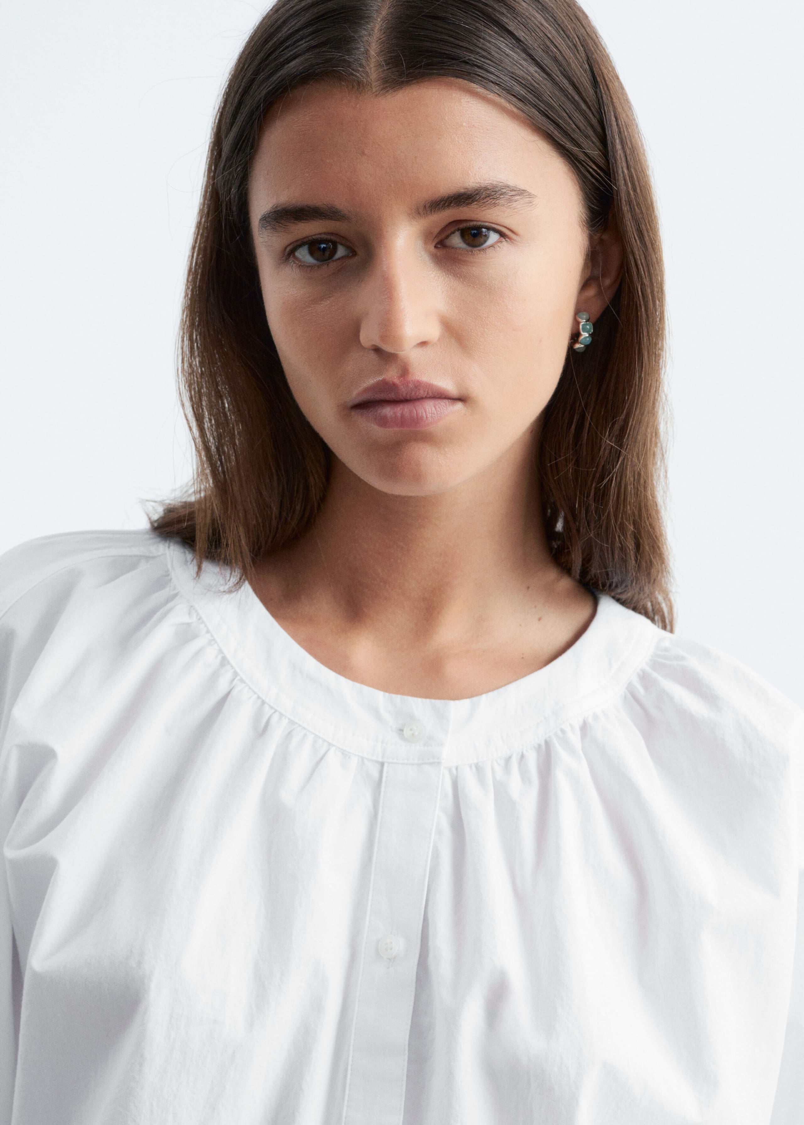 Gathered Cropped Blouse - Bright Orange - Lookbook
