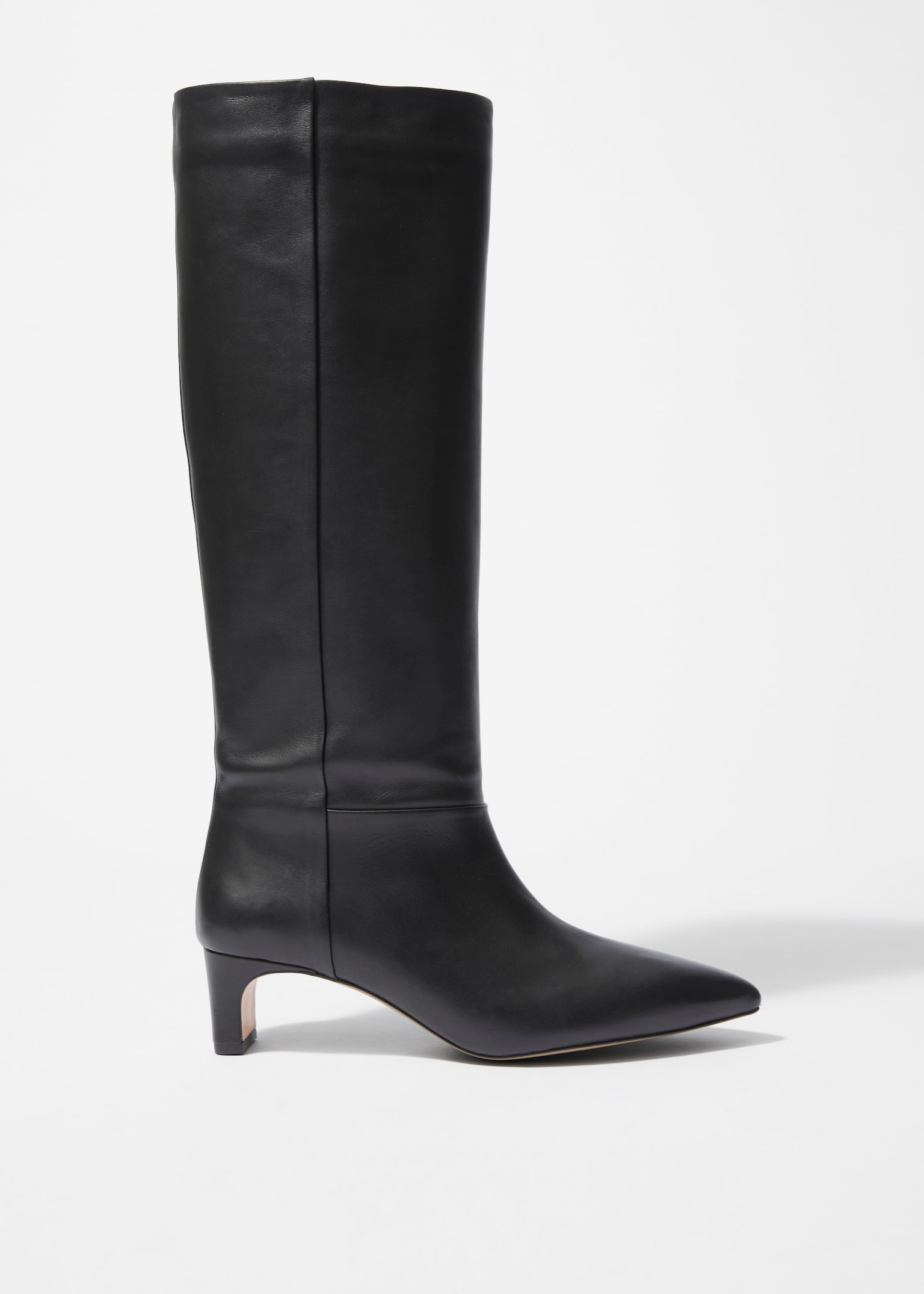 Pointed-Toe Knee-High Boots - Czarny nappa
