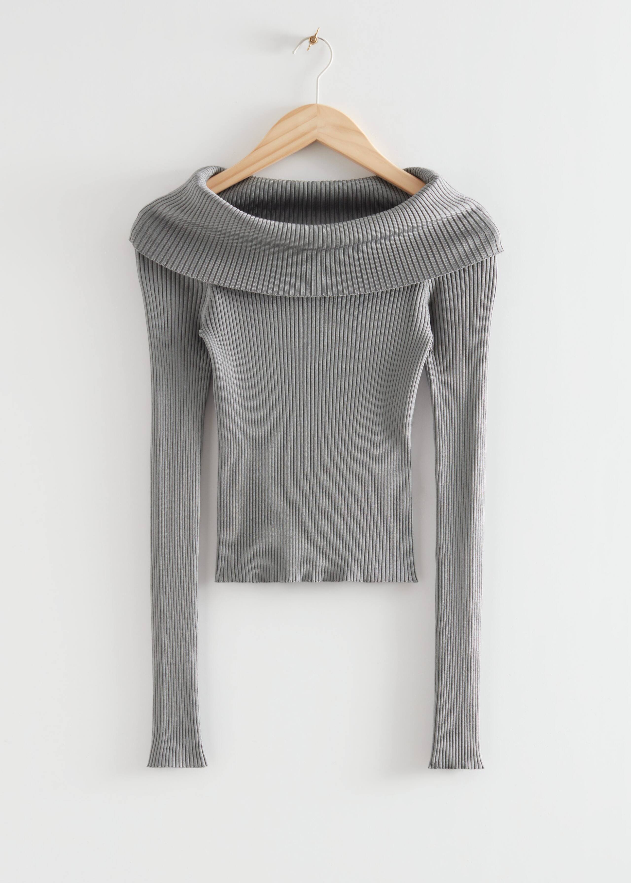 OffShoulderKnitSweater - Grey - Bodegón