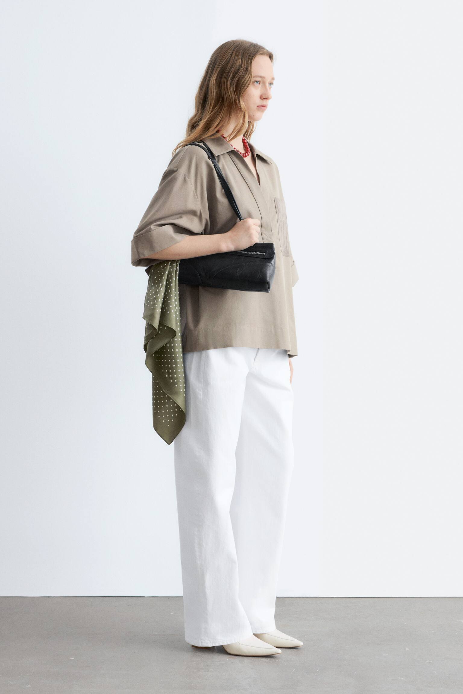 Kastenförmiges Kurzarmhemd - Graubraun - 5