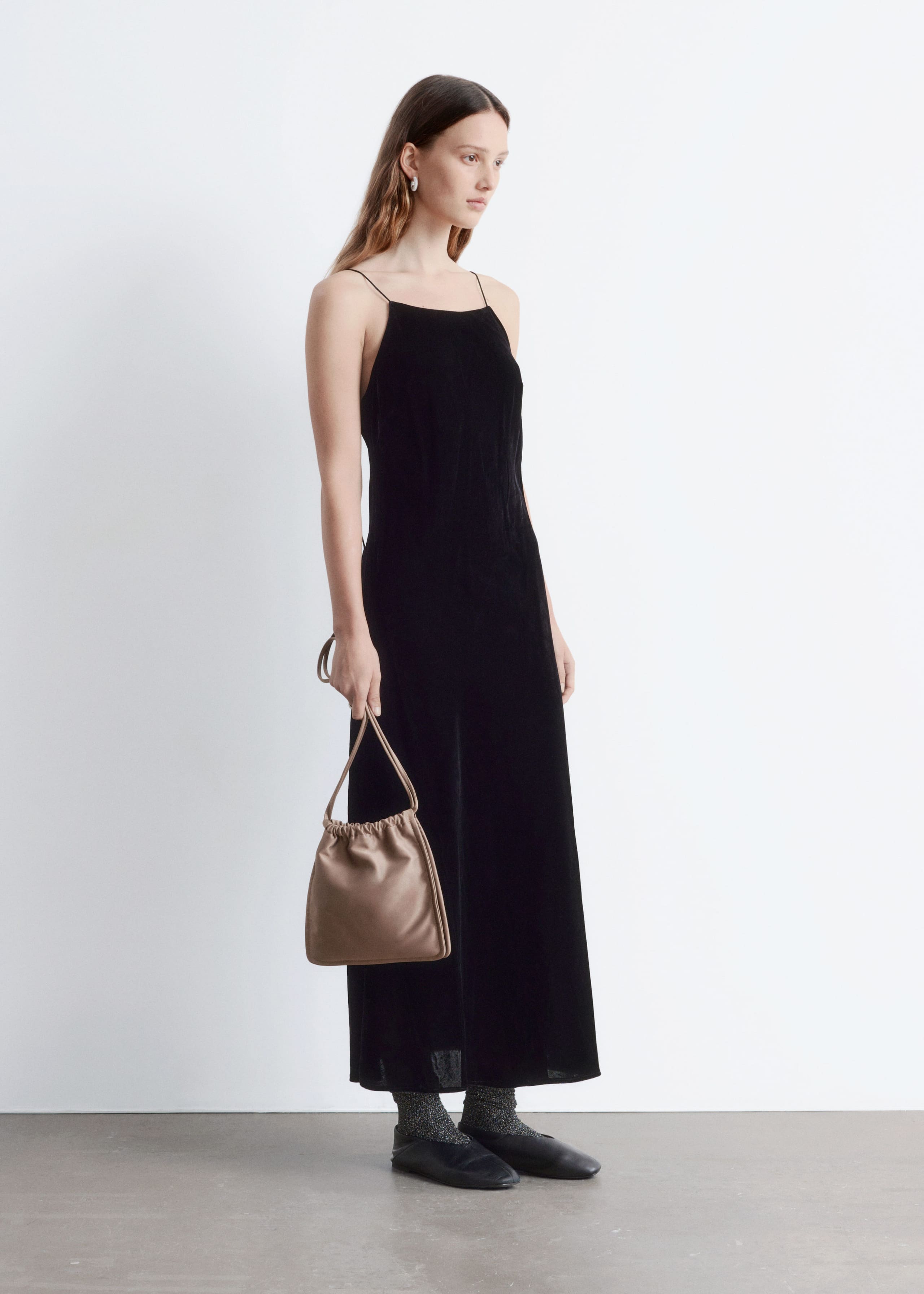 Image of Strappy Velvet Midi Dress