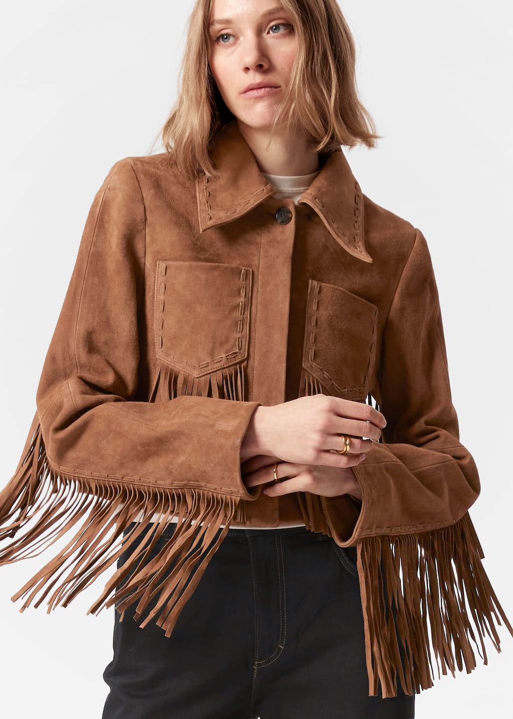 Image of Fringe Suede Jacket