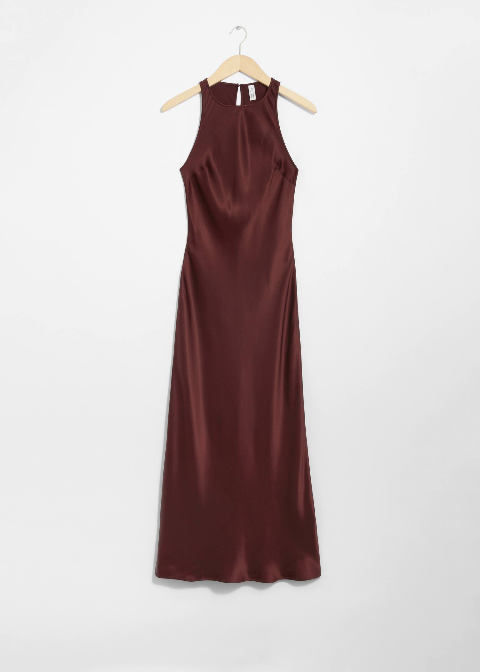 Vestido midi de satén sin mangas - Rojo oscuro/Negro/Rosa oscuro/Rosa/Azul claro/Marrón oscuro/Azul medio/Rojo oscuro/Amarillo pastel/Gris claro/Rojo